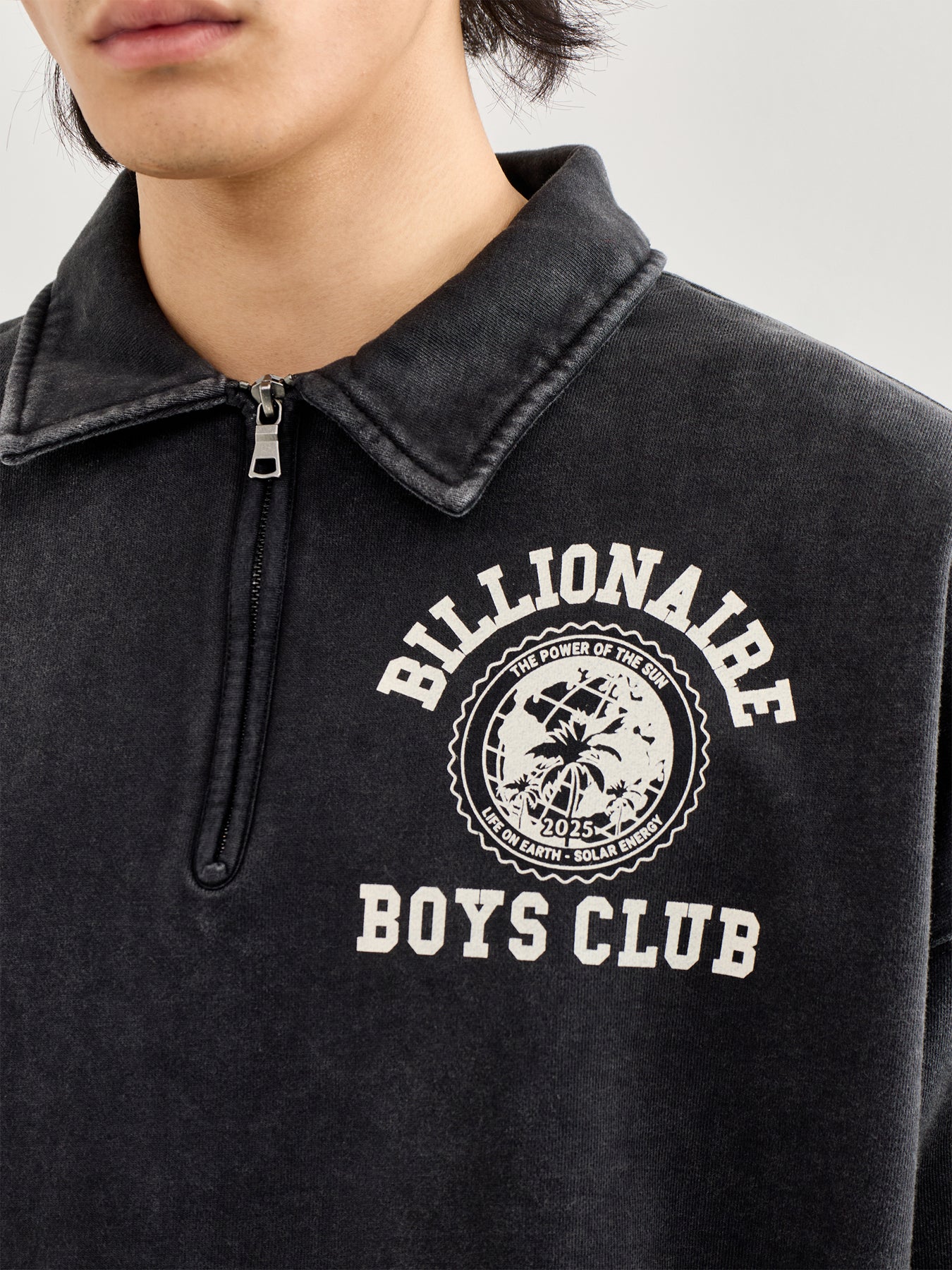 World College Washed Quarter Zip Sweatshirt Black