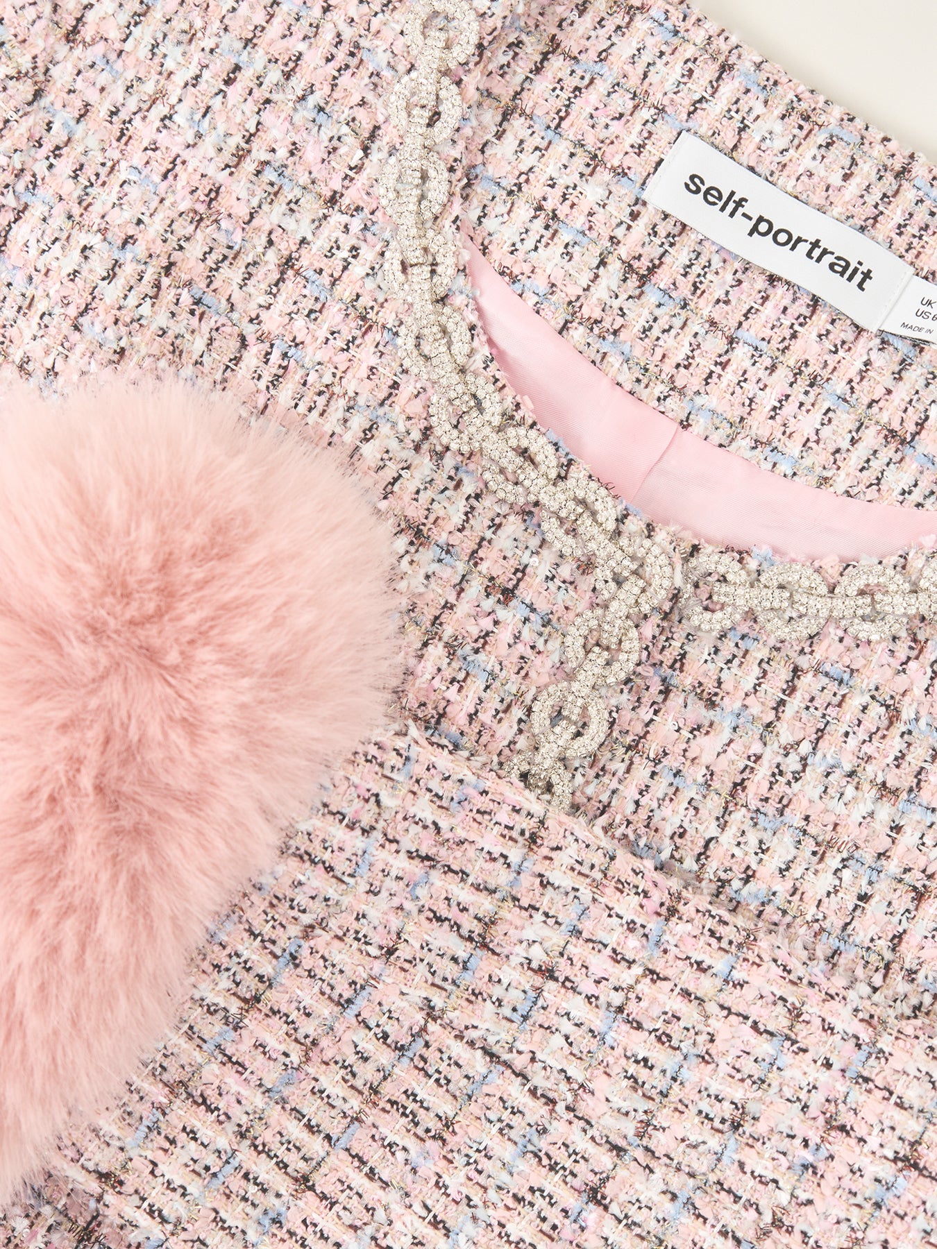 Boucle Fur Cuff Jacket Pink