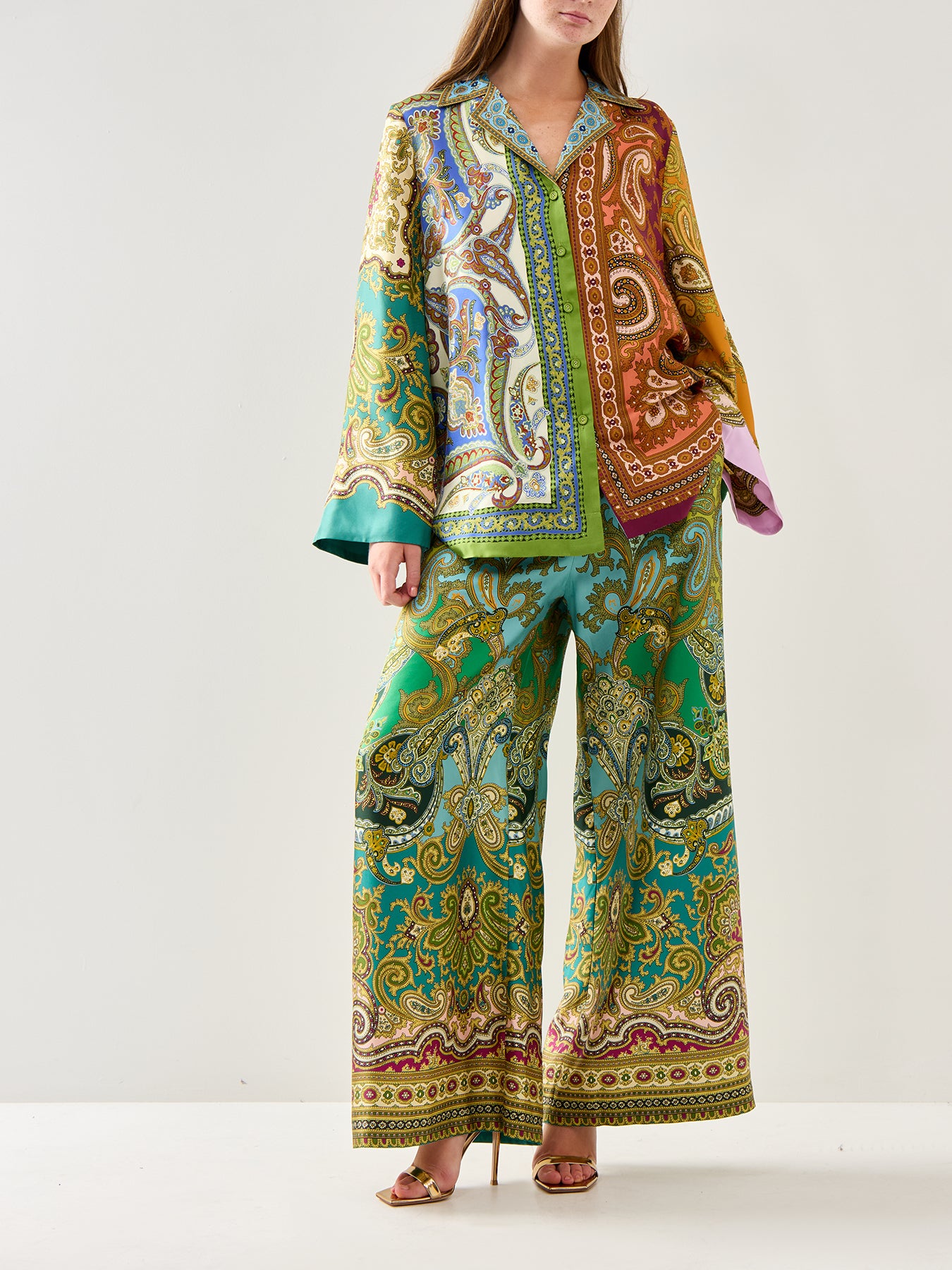 Clemenza Spliced Multi Colour Silk Shirt