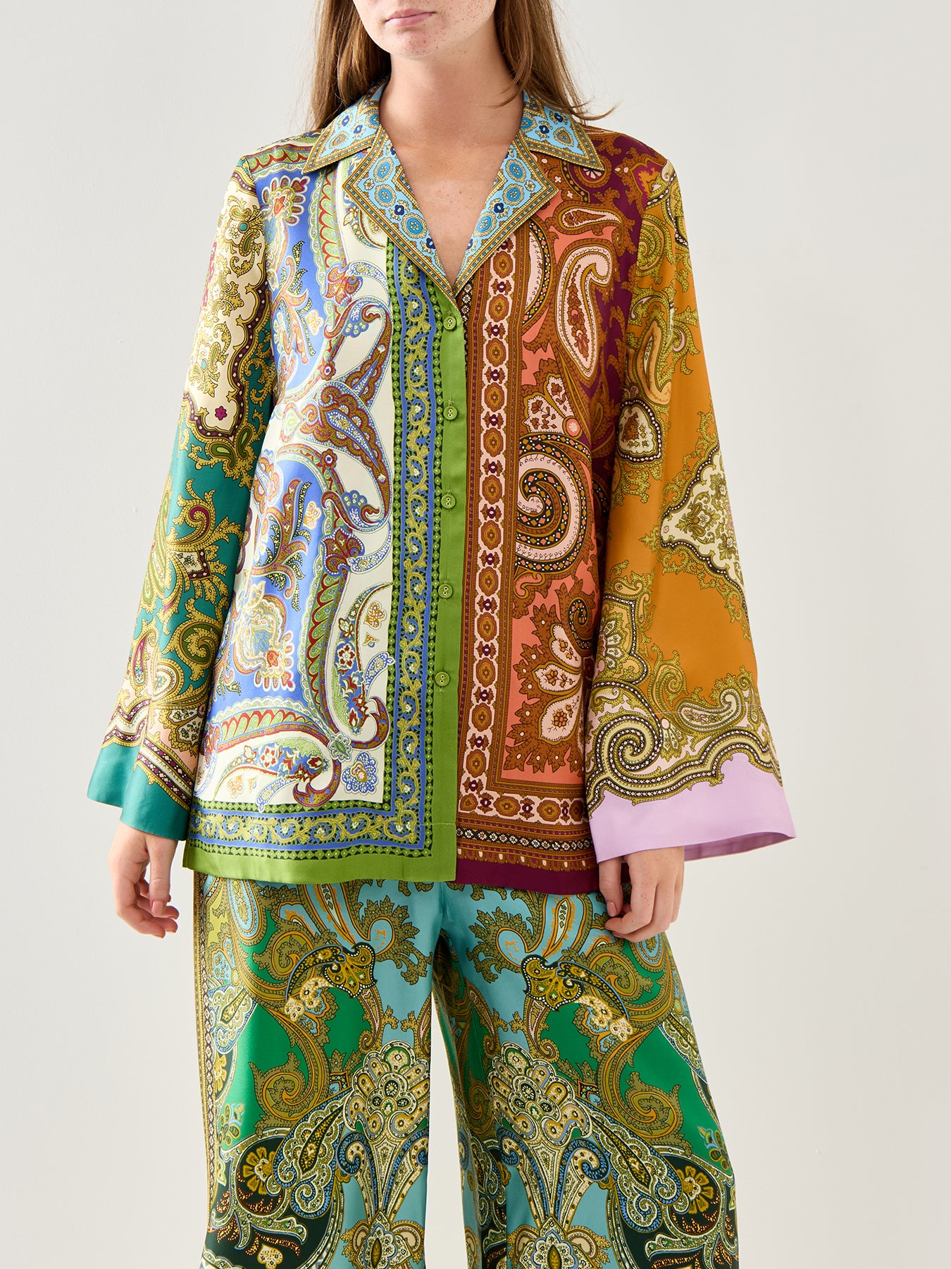 Clemenza Spliced Multi Colour Silk Shirt