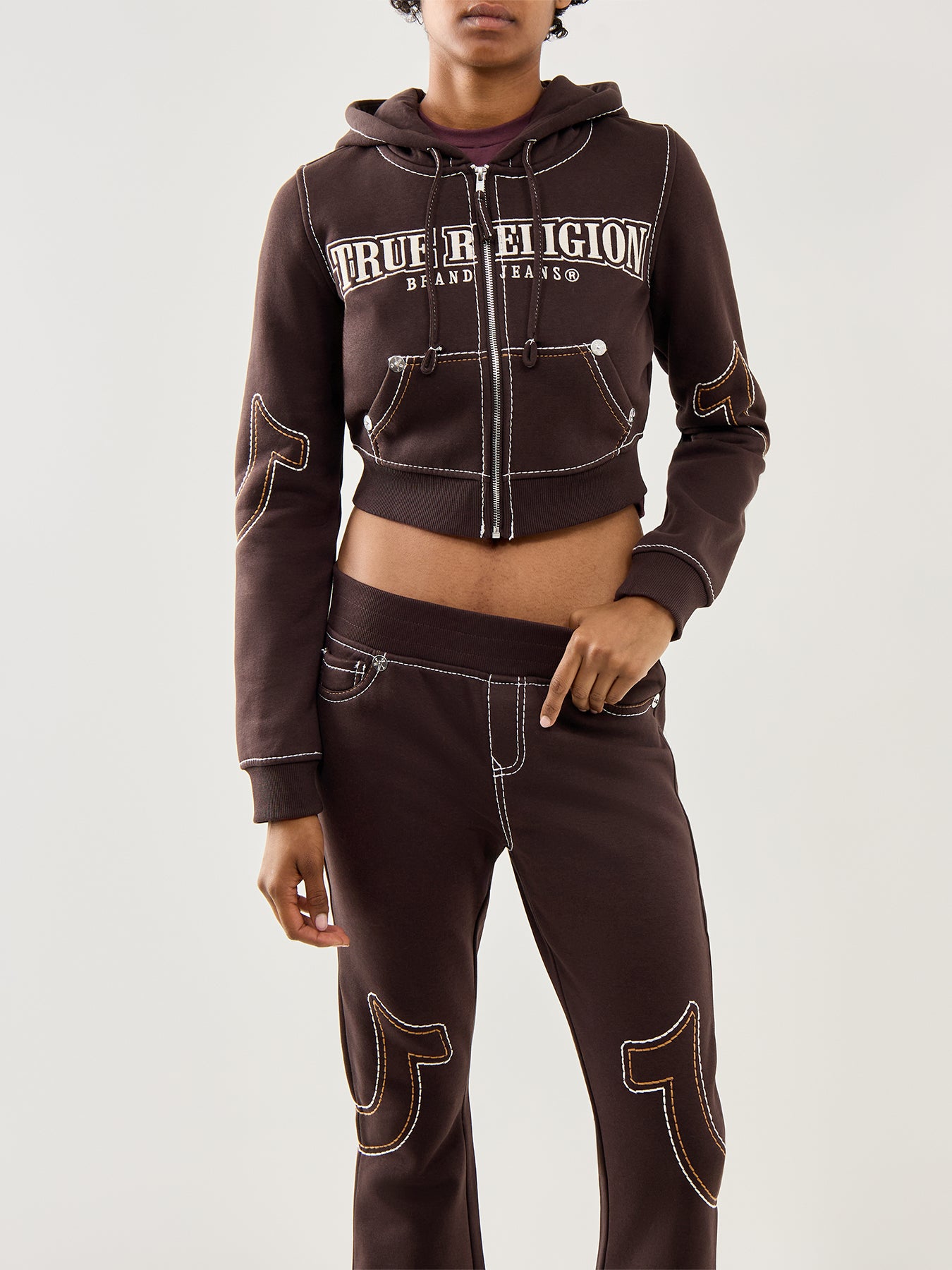 Anniversary Big T Shrunken Hoodie Brown