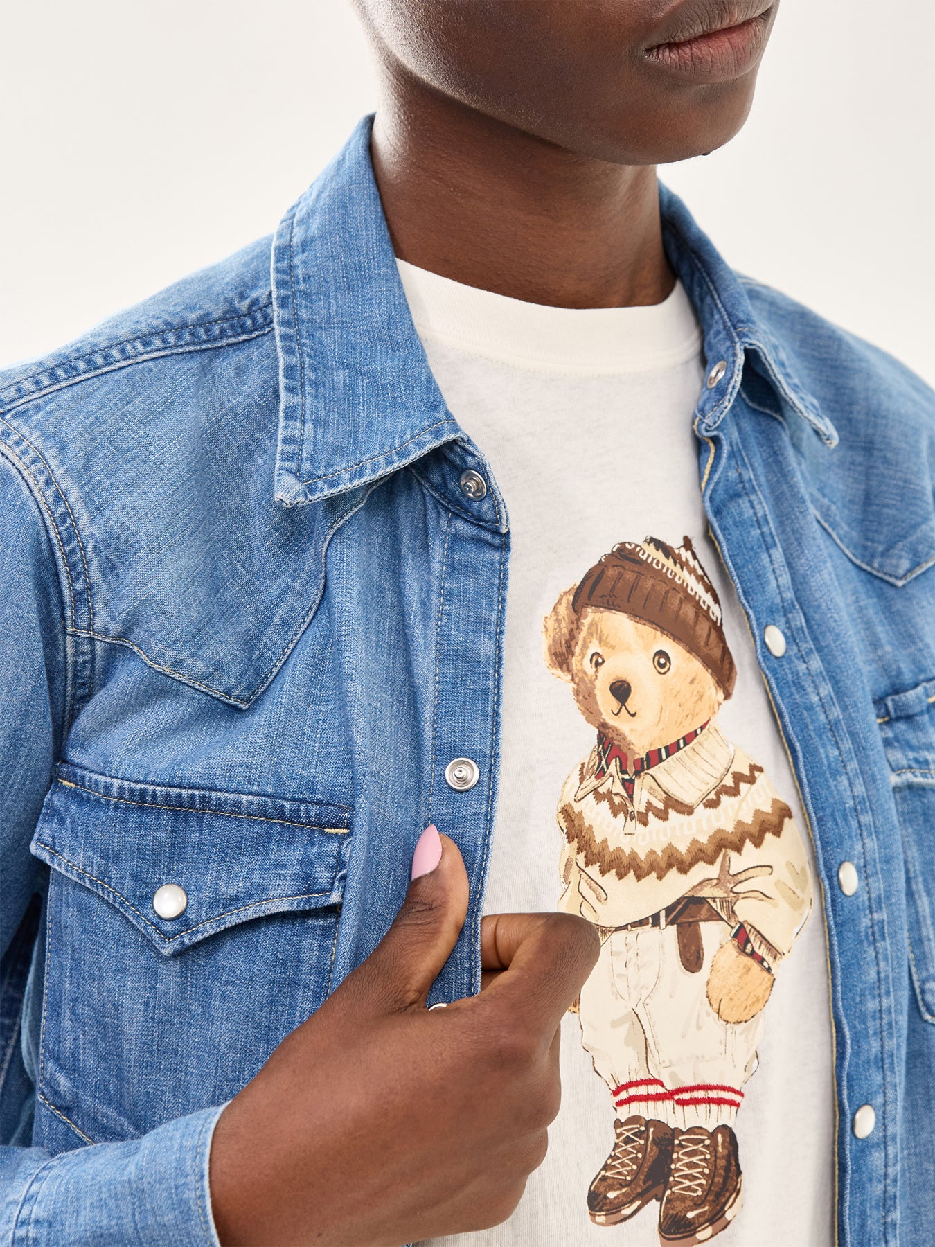 Bear Short Sleeve Cotton T-Shirt White