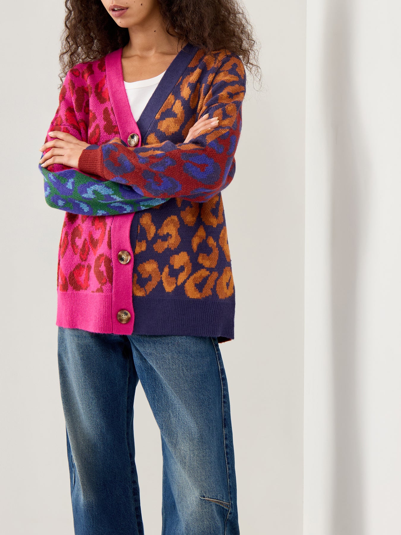 Ikat Knit Cardigan Brown