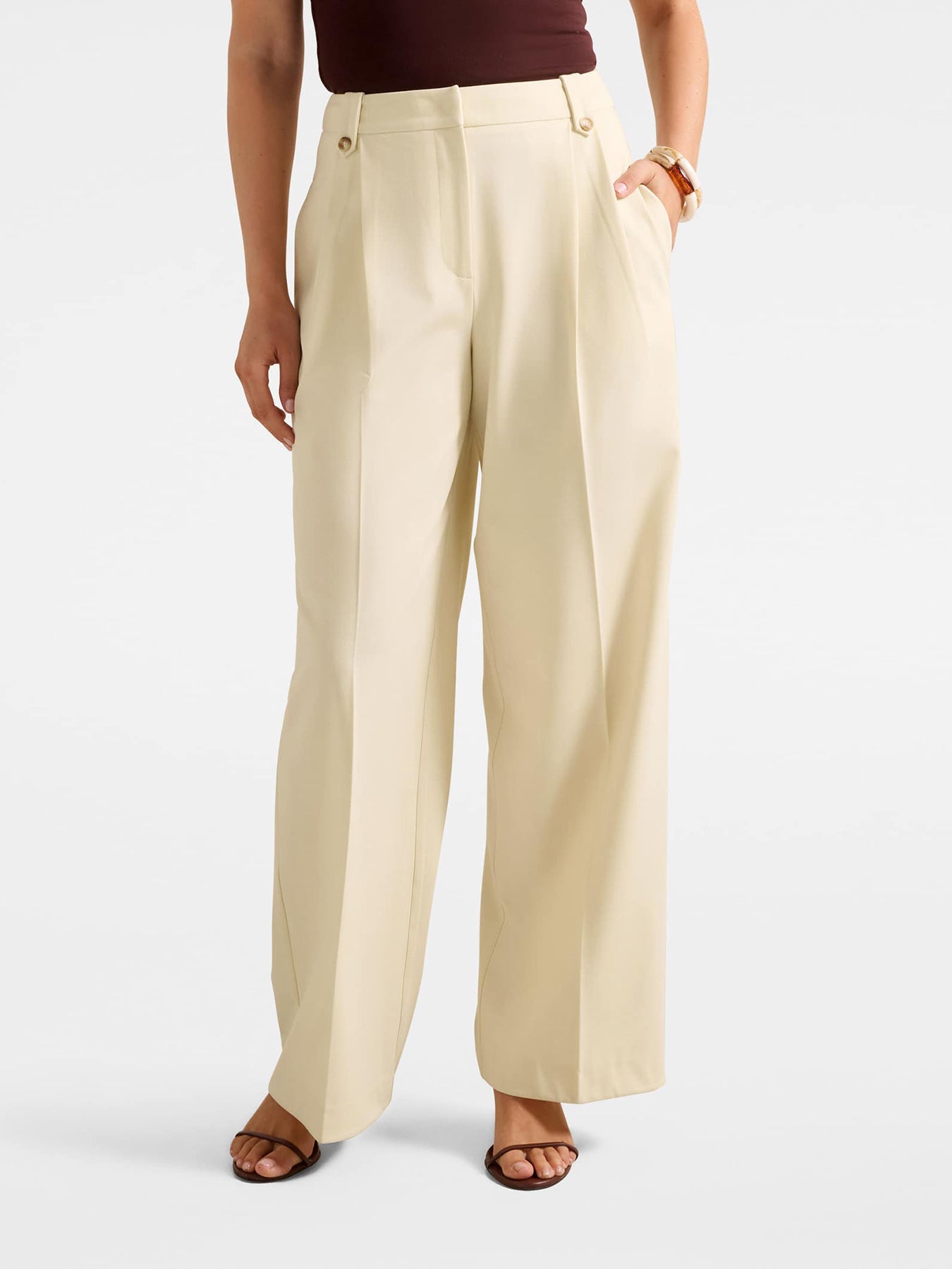 Gigi Button Tab Wide Leg Pants