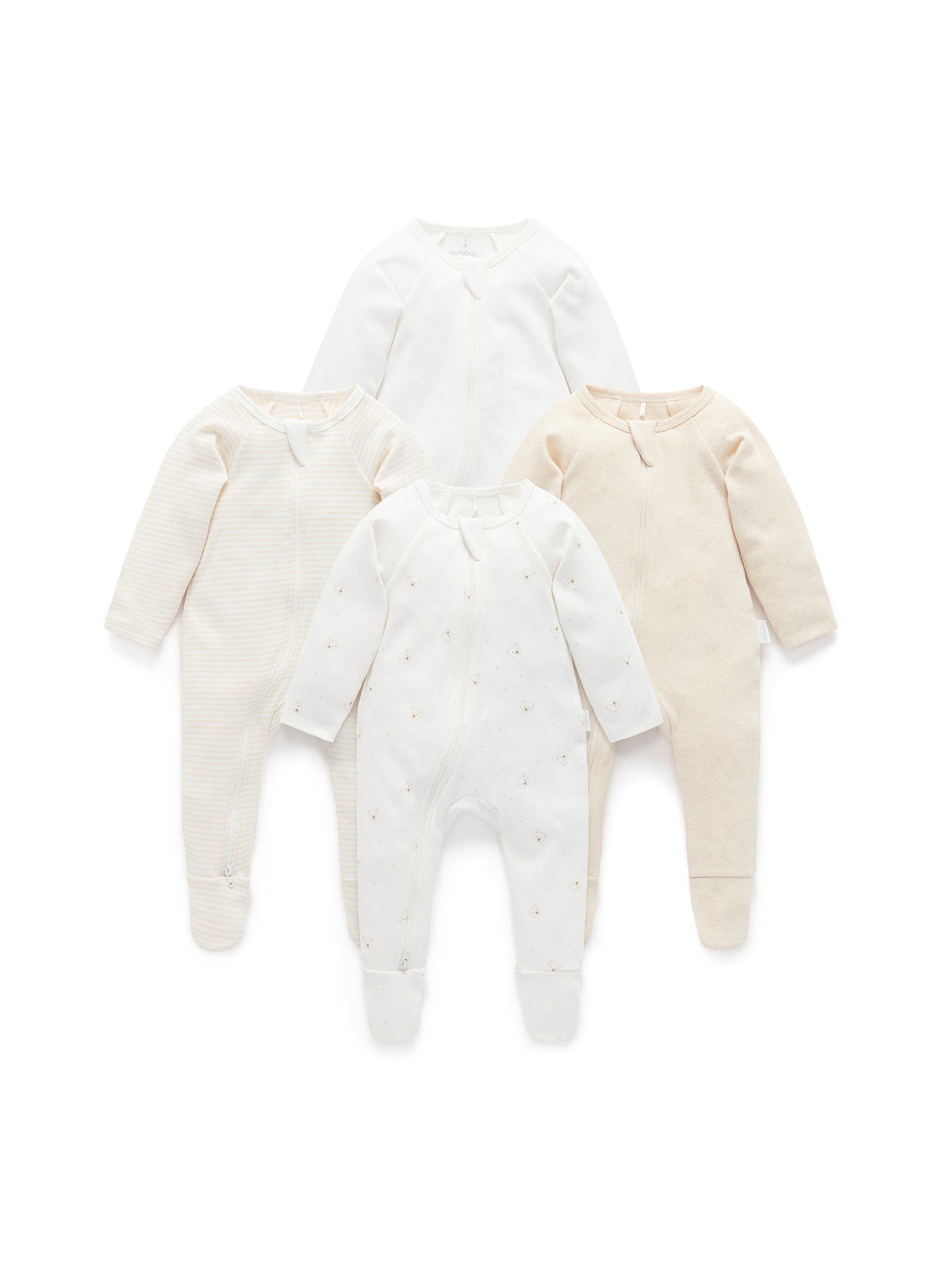 4 Pack Zip Organic Cotton Growsuit