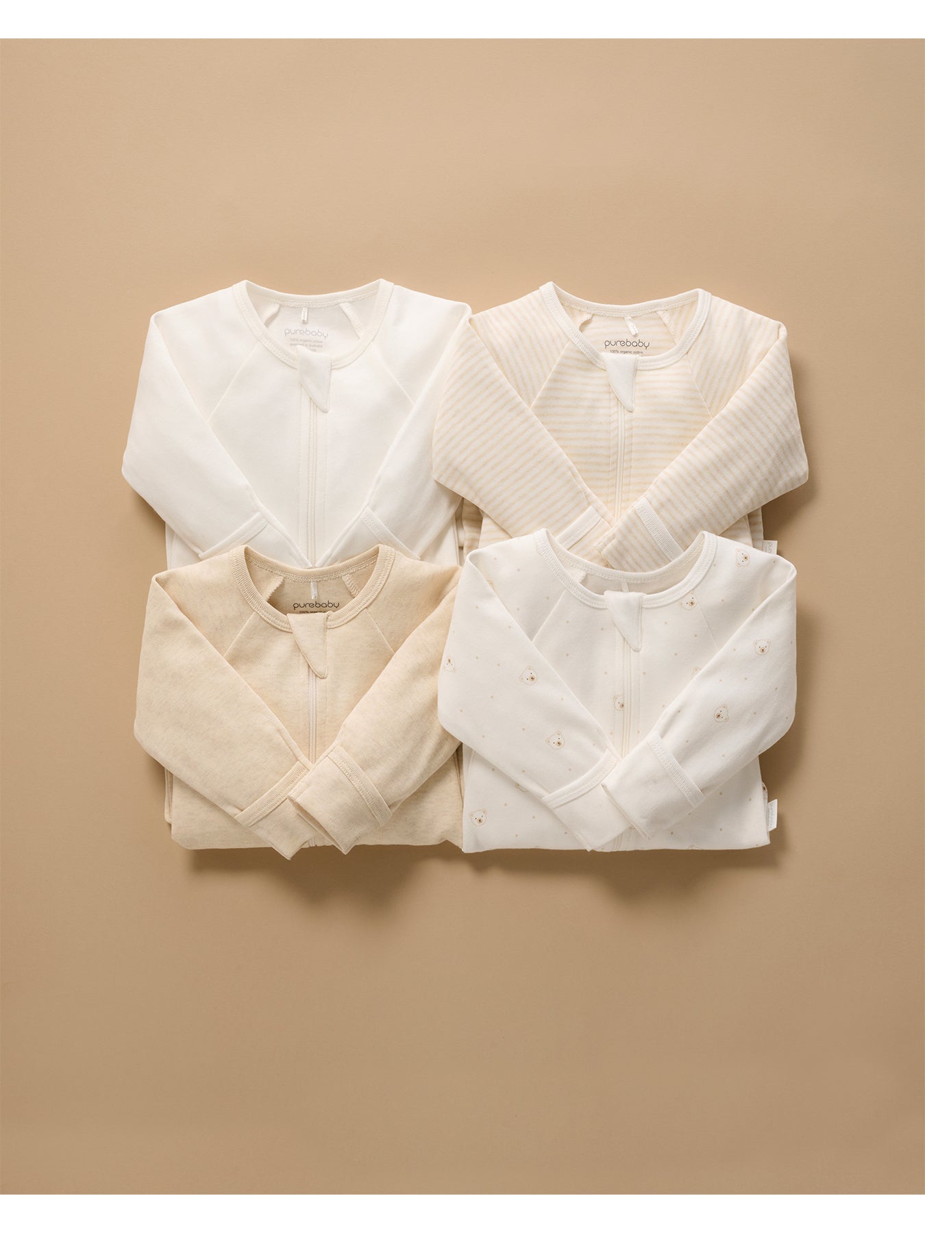 4 Pack Zip Organic Cotton Growsuit
