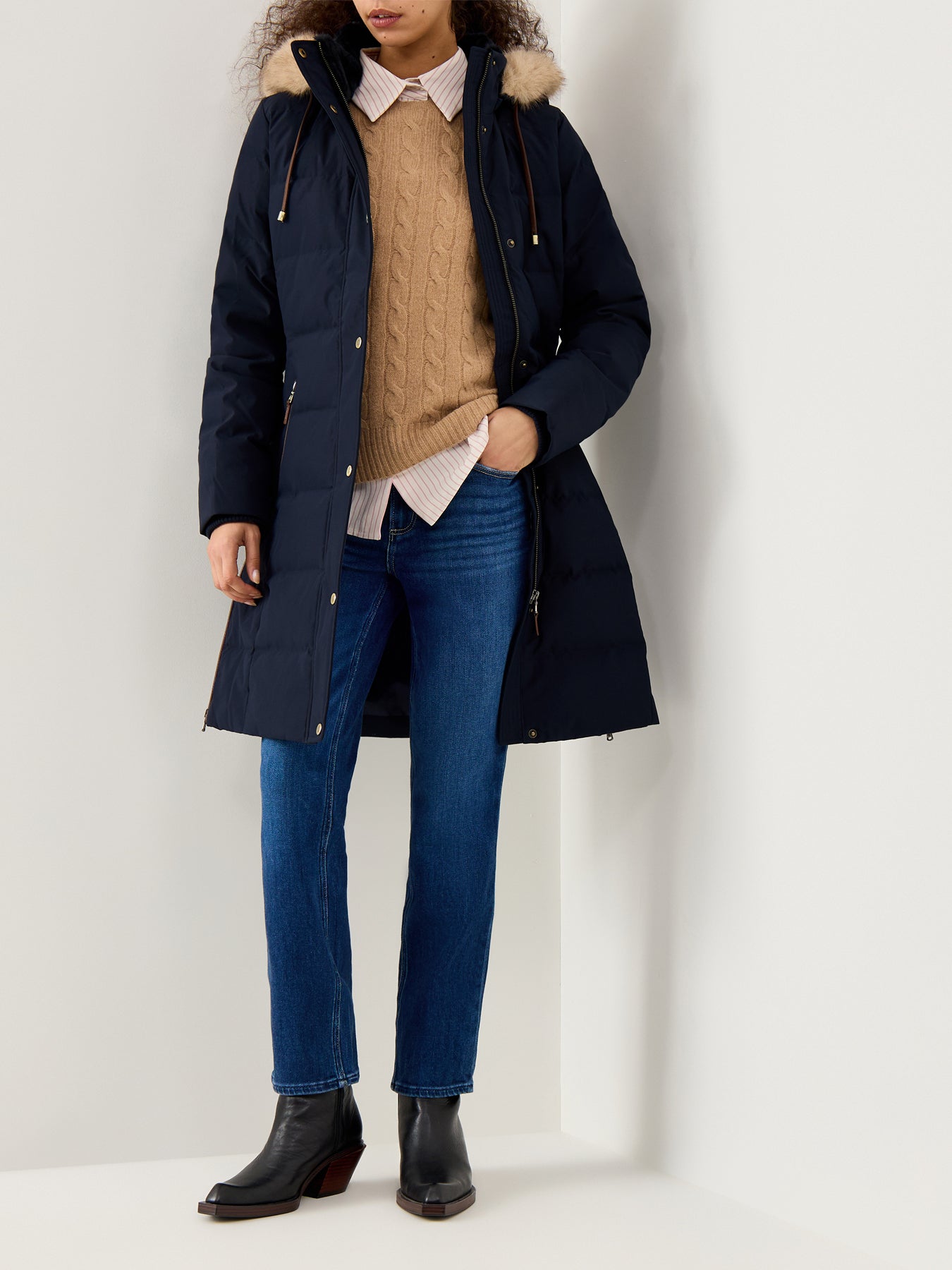 Insulated Hooded Coat Navy