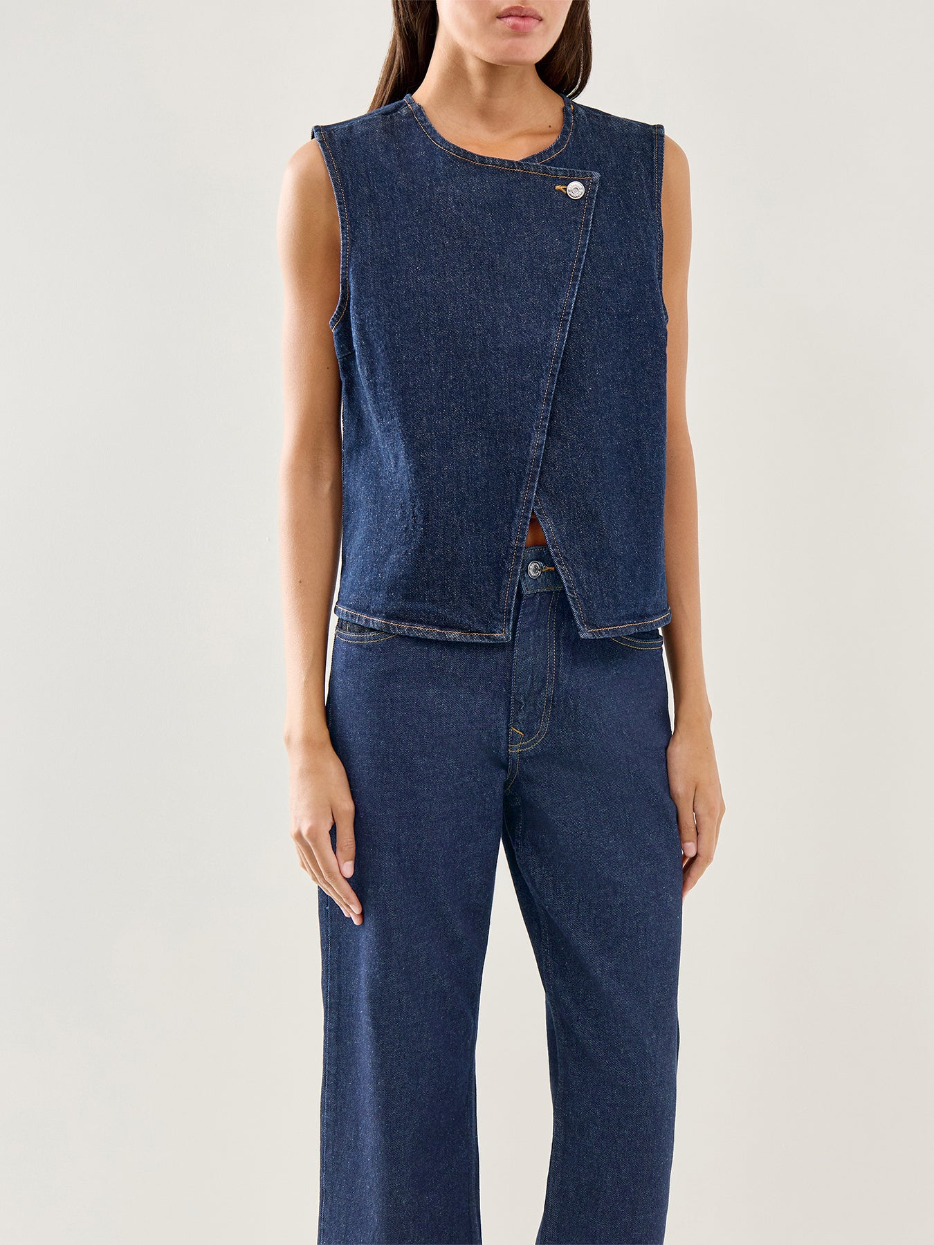 Vida Kori Denim Vest Blue