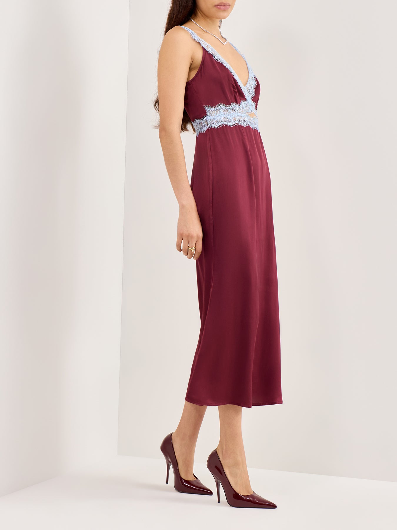 Blue & Burgundy Mimi Dress Burgundy