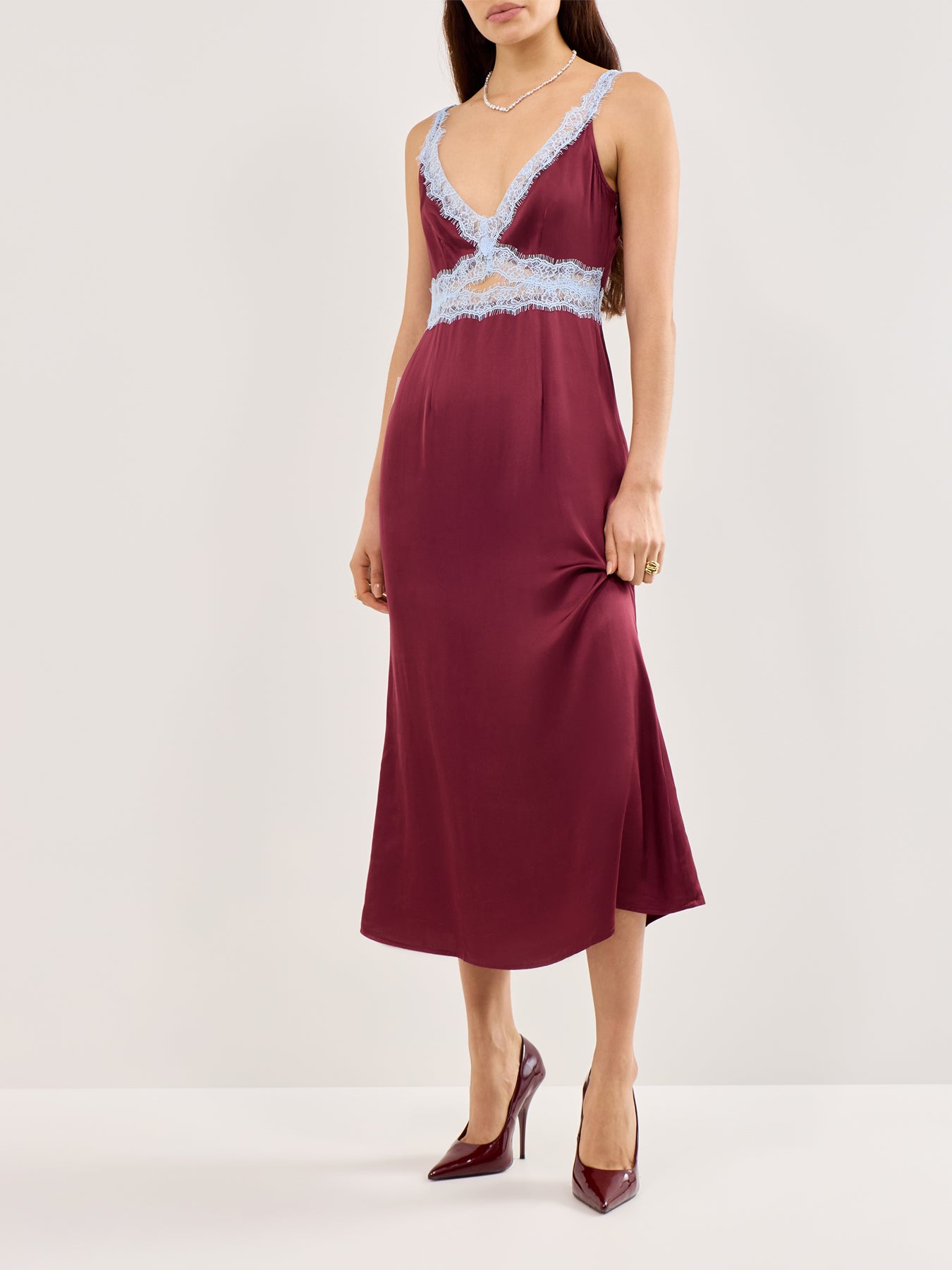 Blue & Burgundy Mimi Dress Burgundy