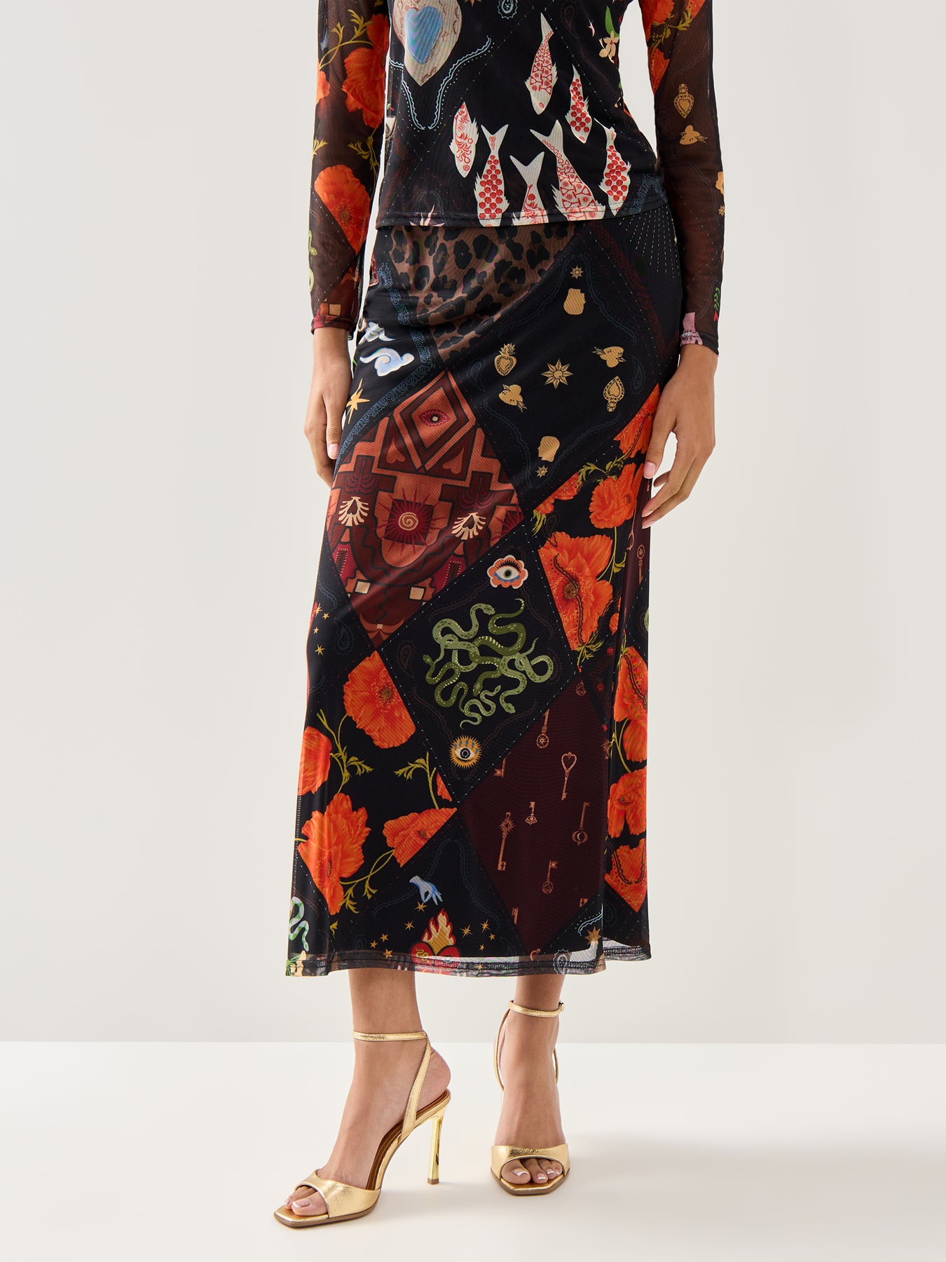 Black Night Garden Mesh Dorris Skirt Black