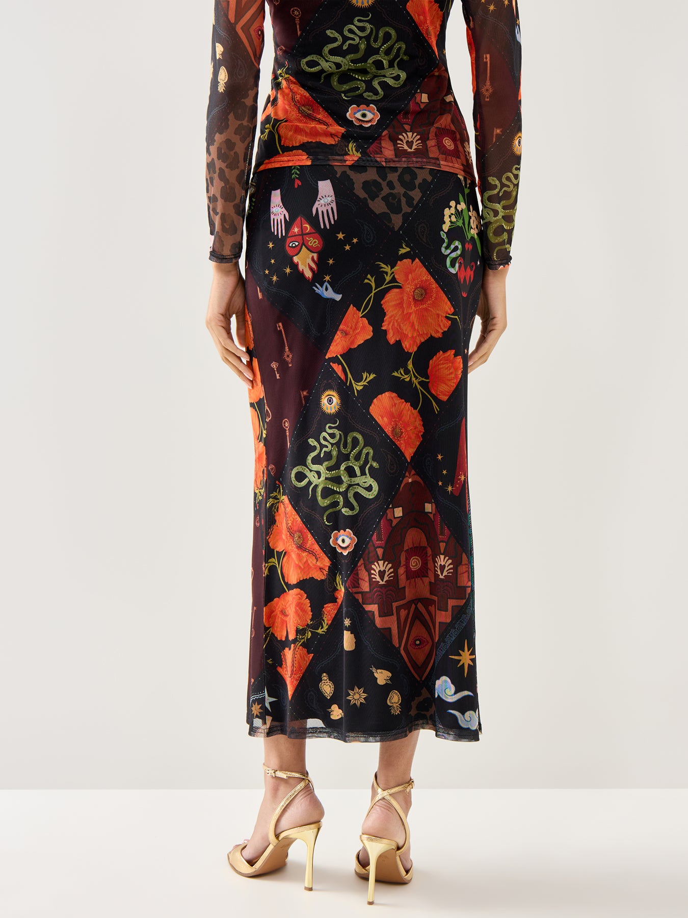 Black Night Garden Mesh Dorris Skirt Black