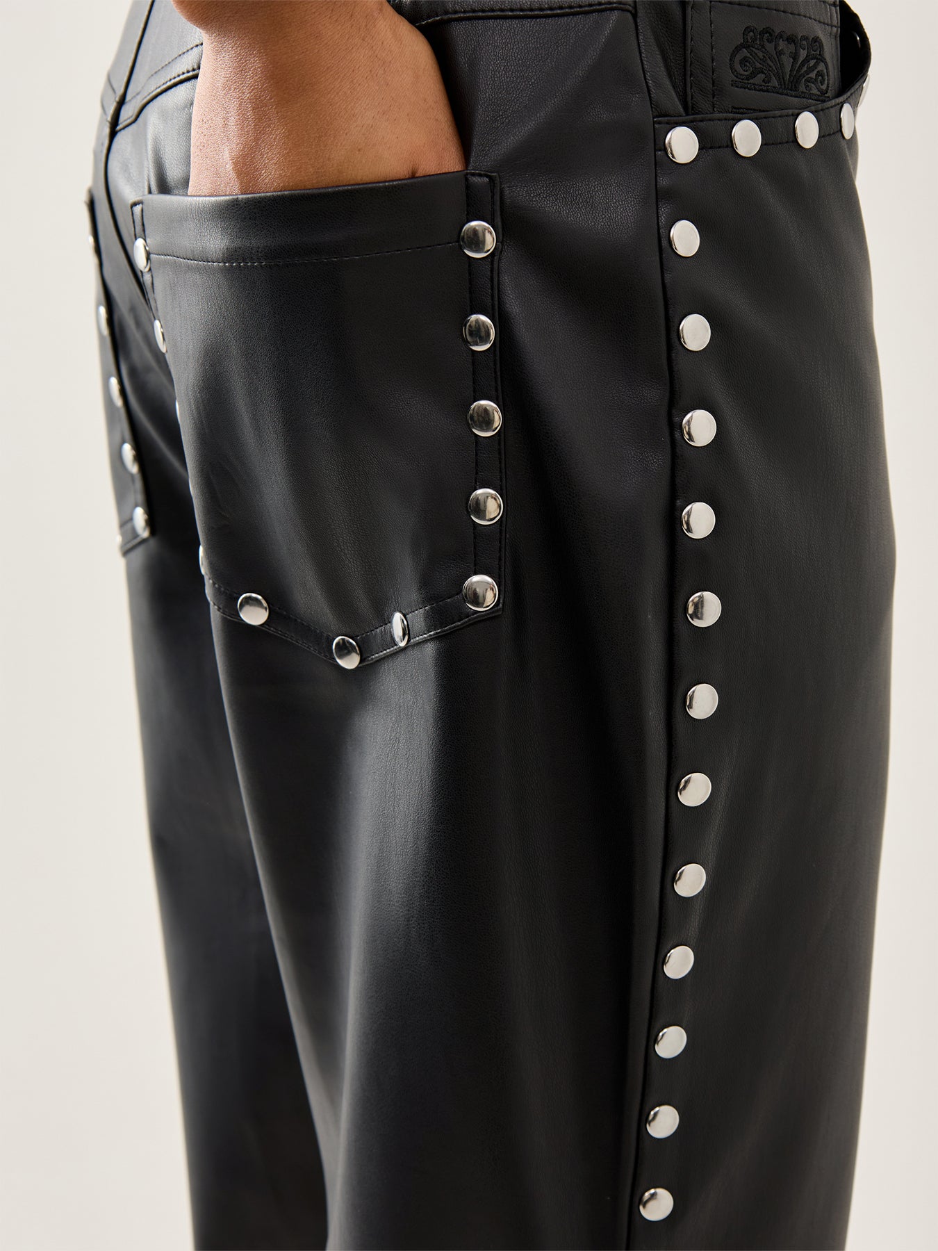 Vegan Studded Trousers Black