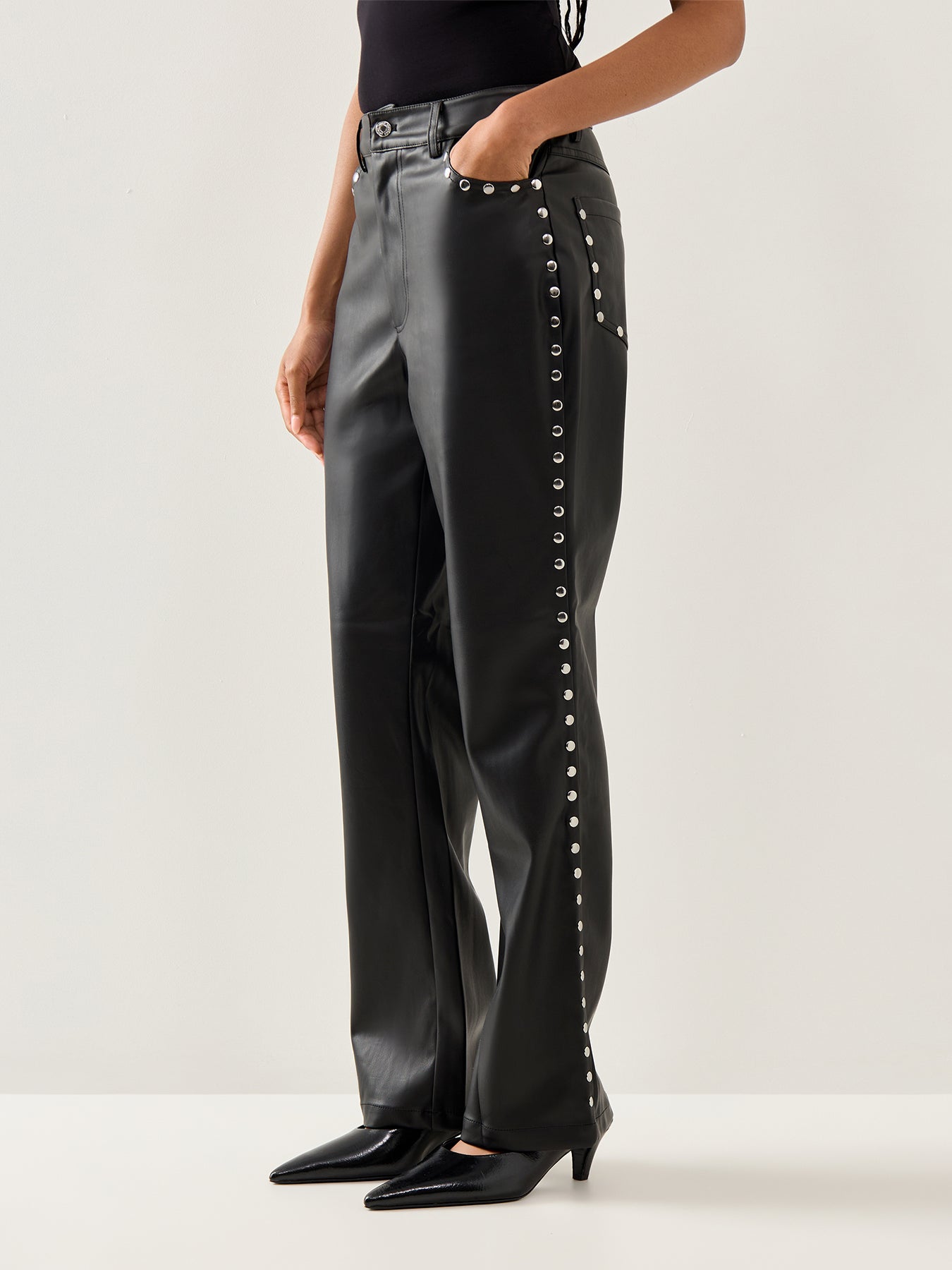 Vegan Studded Trousers Black