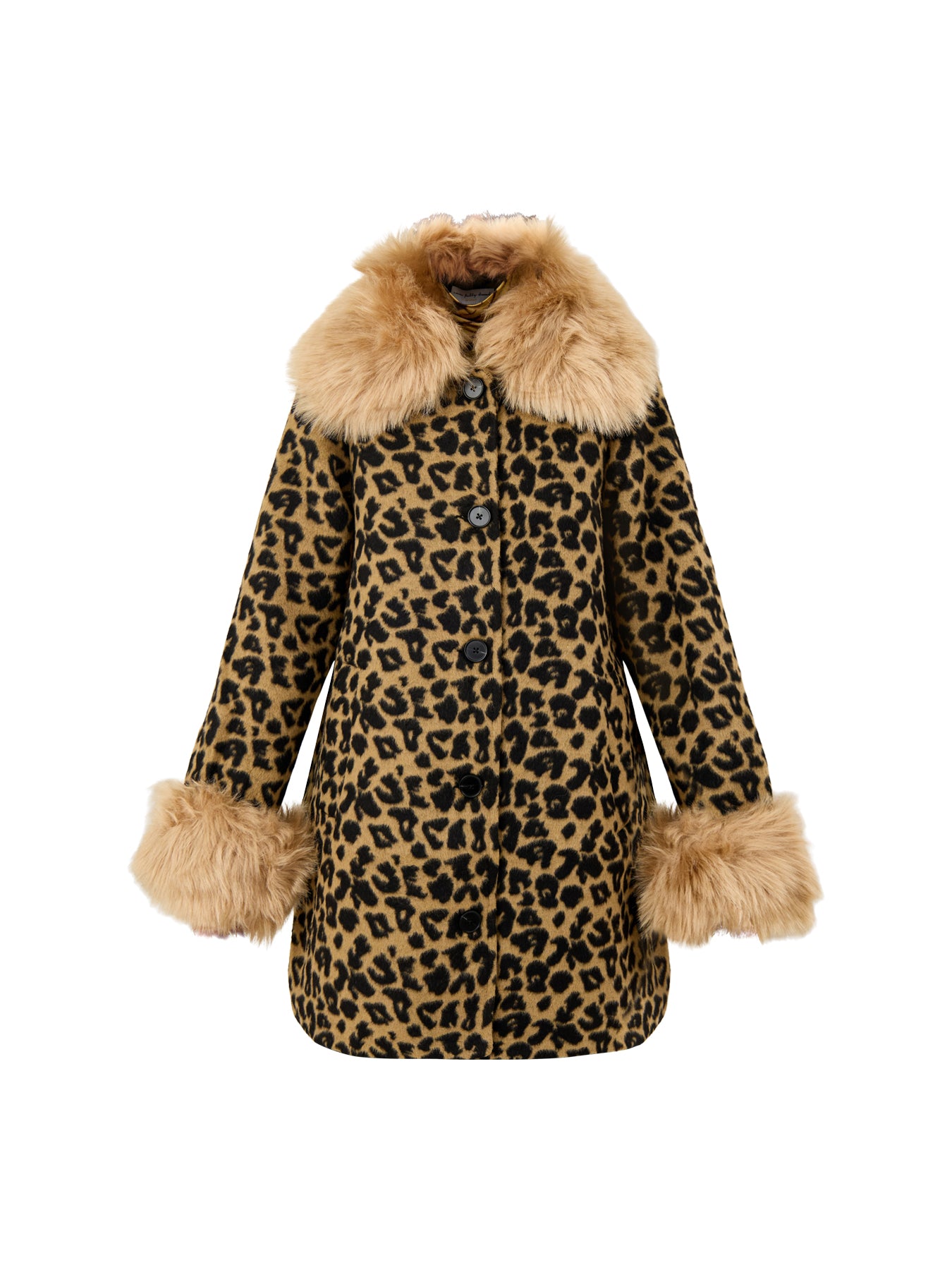 Leopard Faux Fur Coat Brown