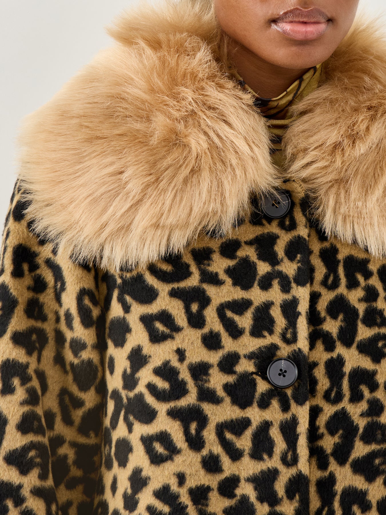 Leopard Faux Fur Coat Brown