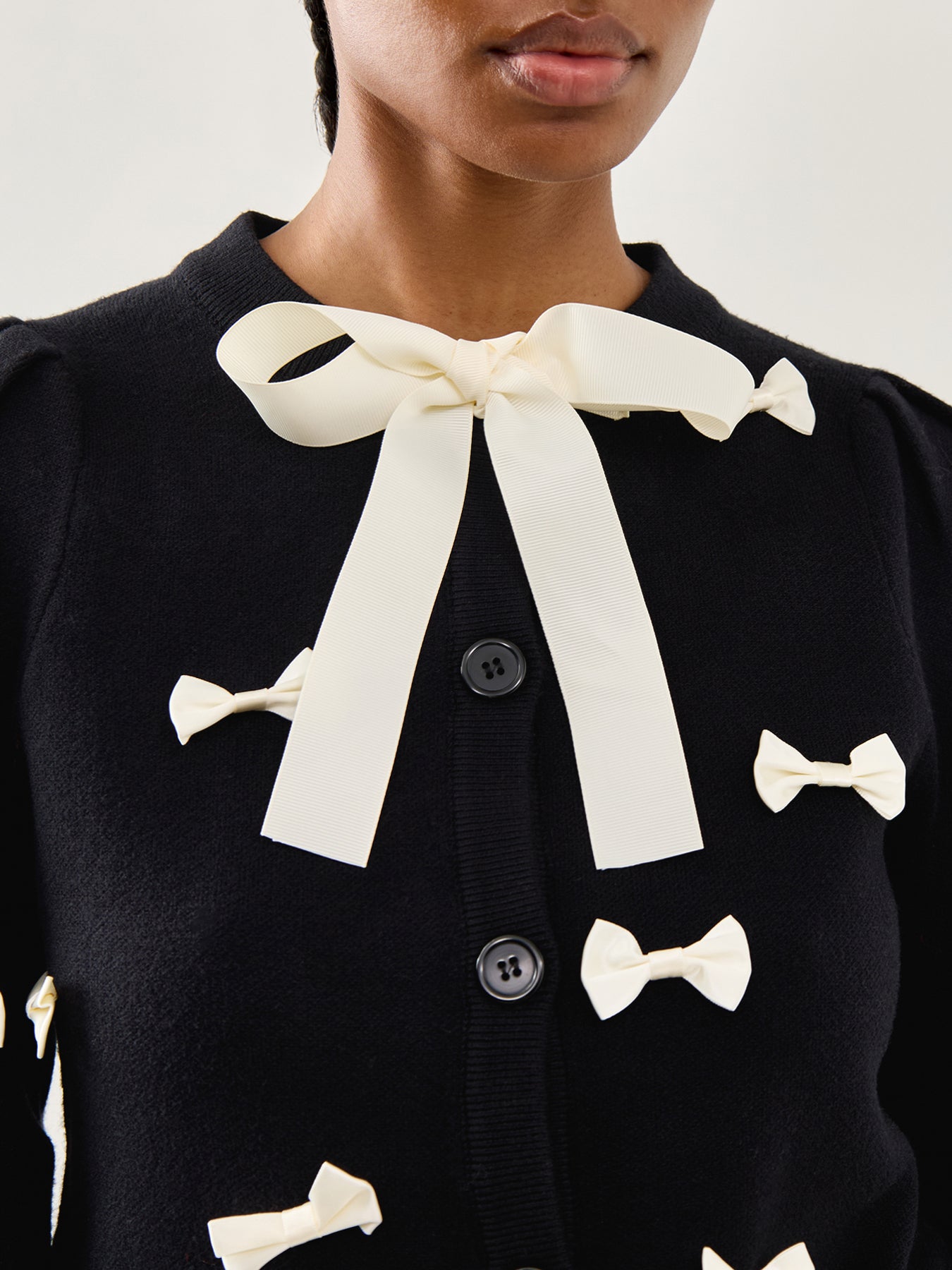 Bow Cardigan Black