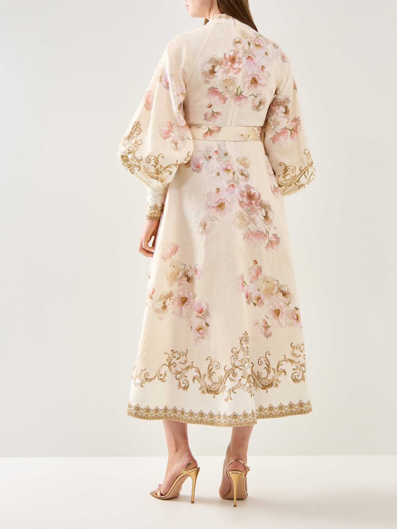 Hypnotic Buttoned Midi Dress Cream Peony