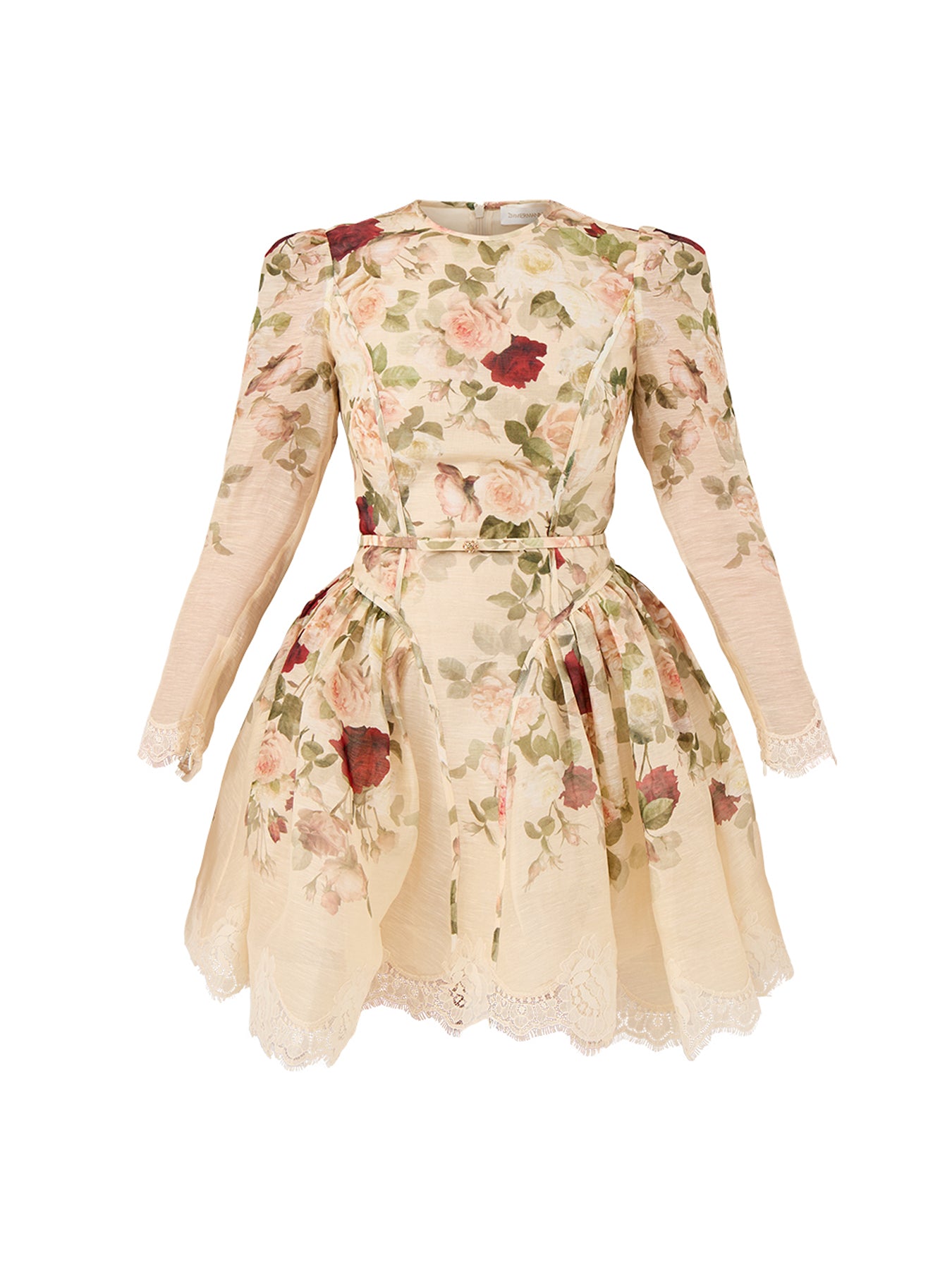 Hypnotic Lace Trim Mini Dress Cream Cascade