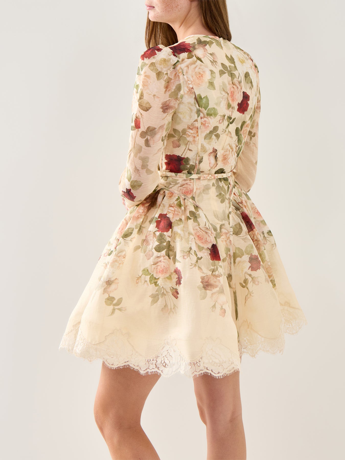 Hypnotic Lace Trim Mini Dress Cream Cascade