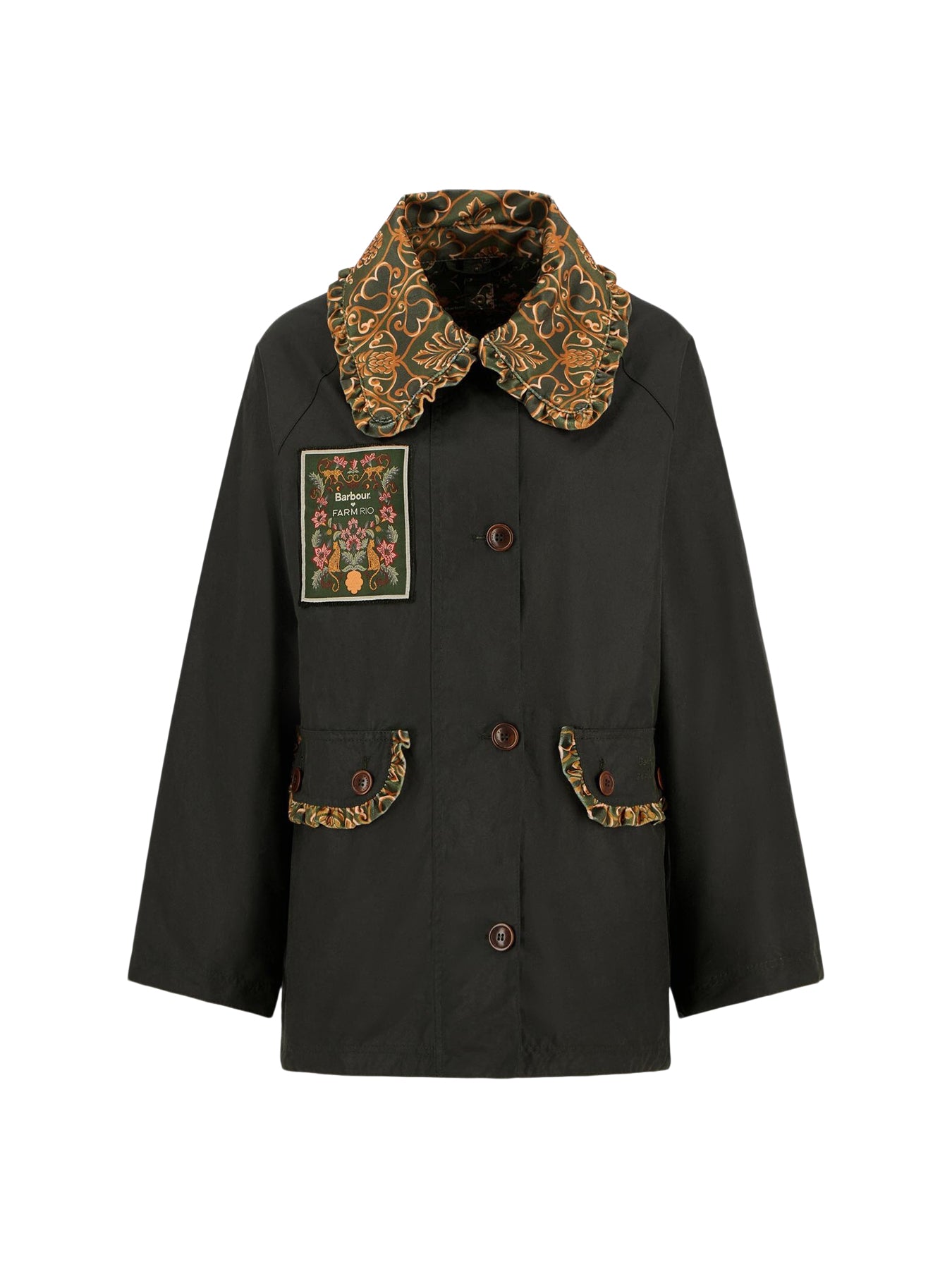 Womens Barbour X Farm Rio Maria-Clara Wax Jacket