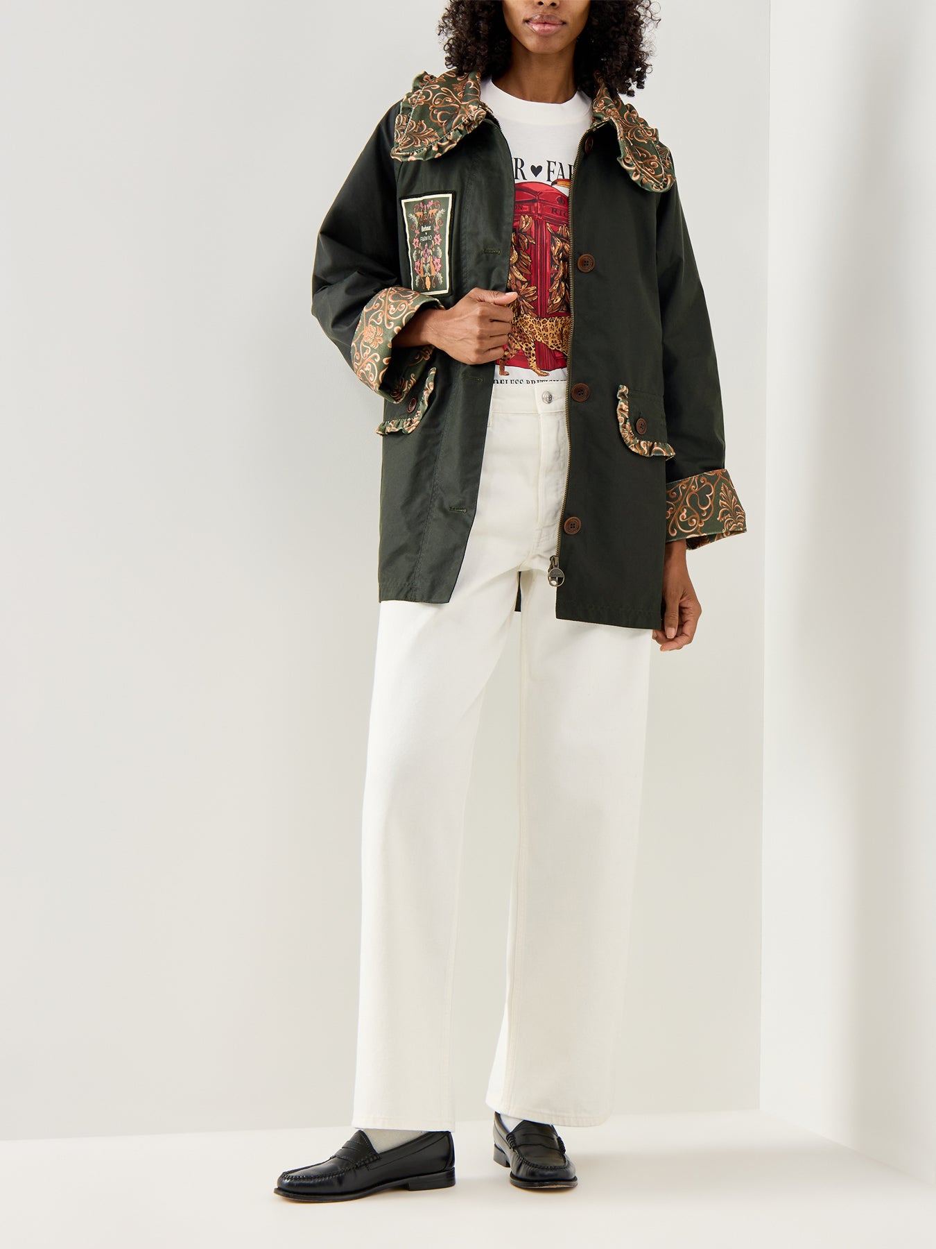 Womens Barbour X Farm Rio Maria-Clara Wax Jacket