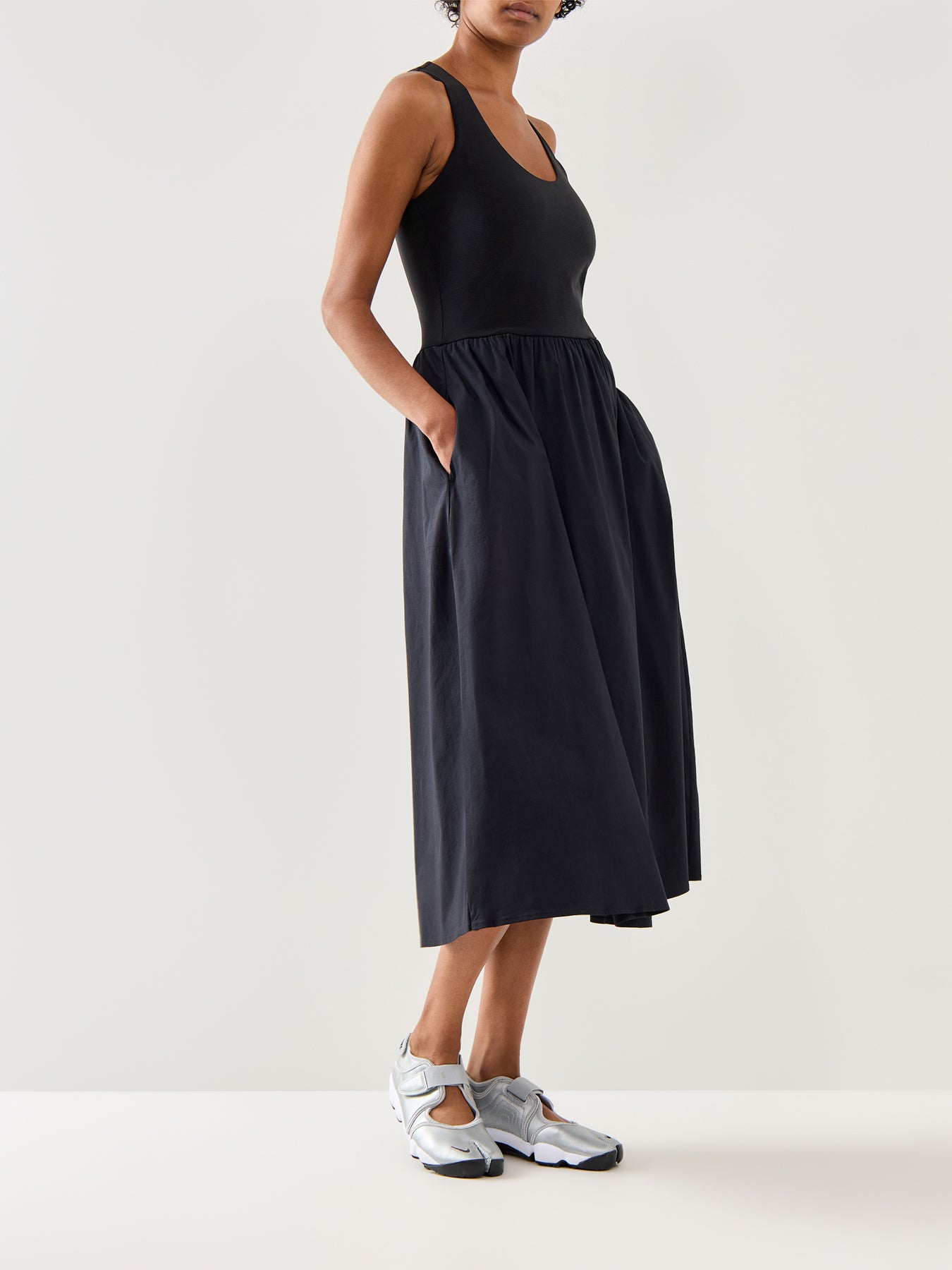 Explorer Ribbed Racer Dress Black