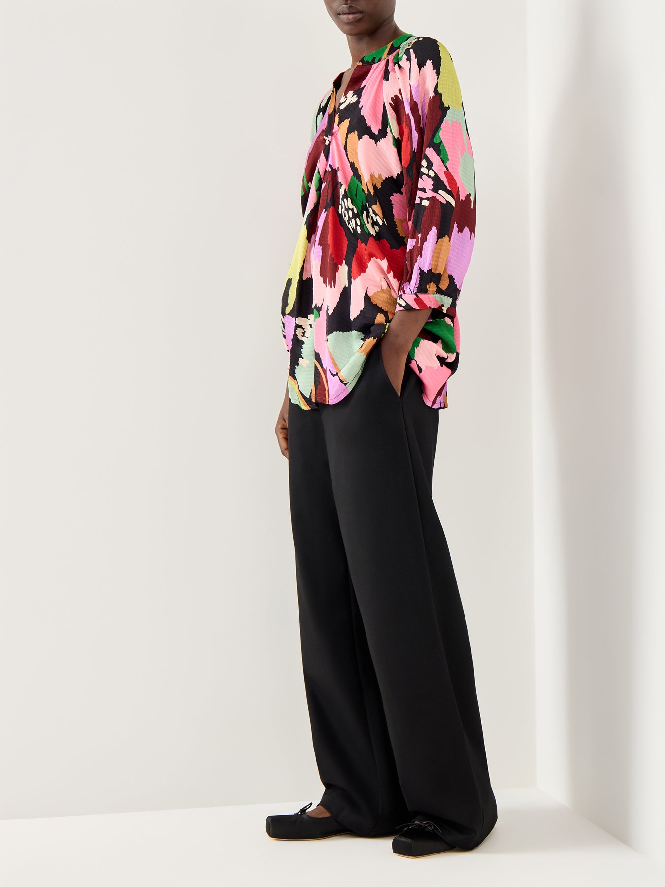 Large Floral Collage Top Multi