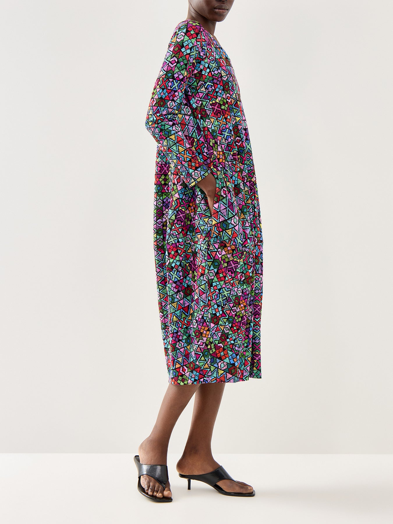 Peruvian Stitch Patchwork Dress Multi