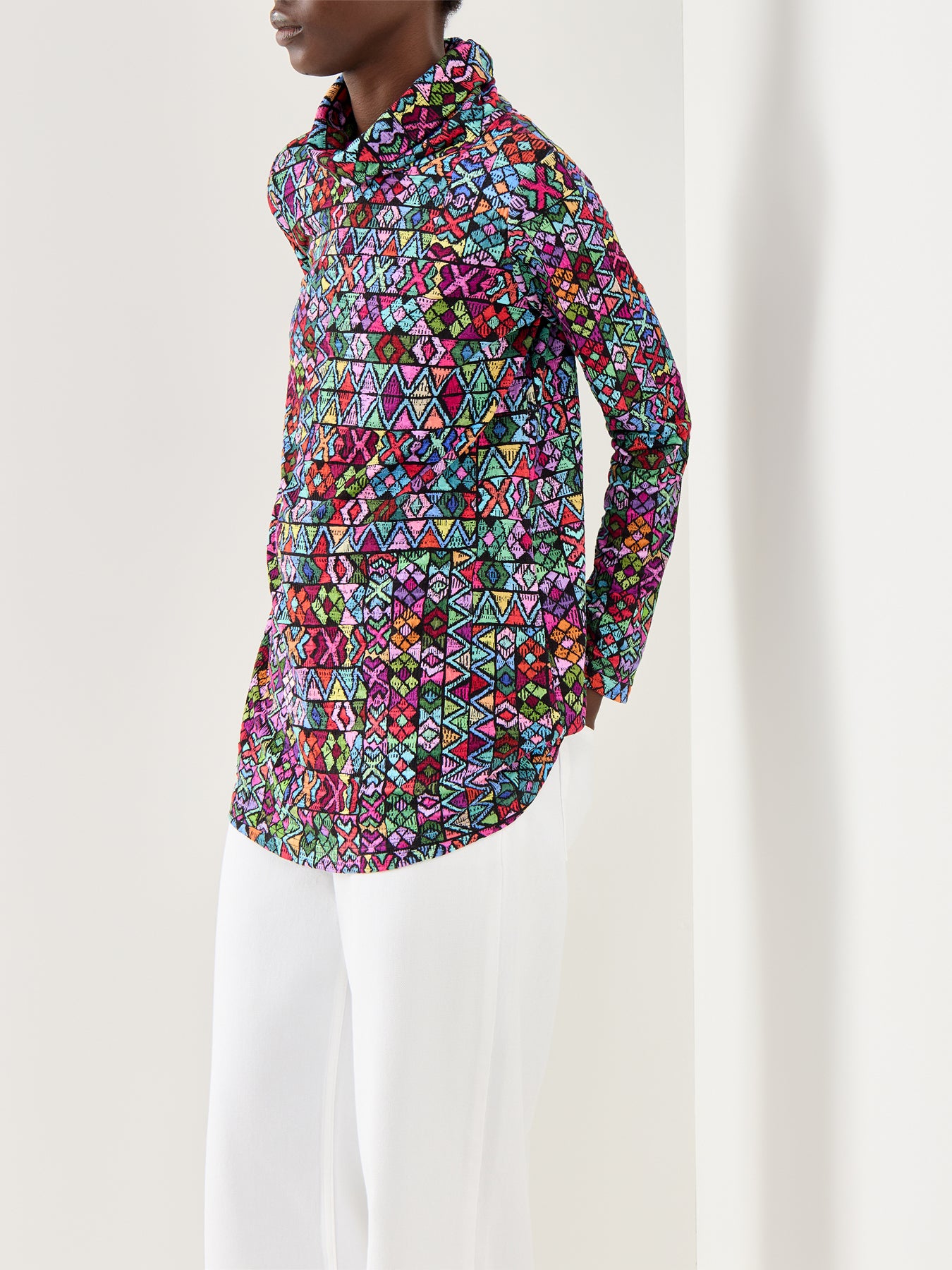 Peruvian Stitch Patchwork Top Multi