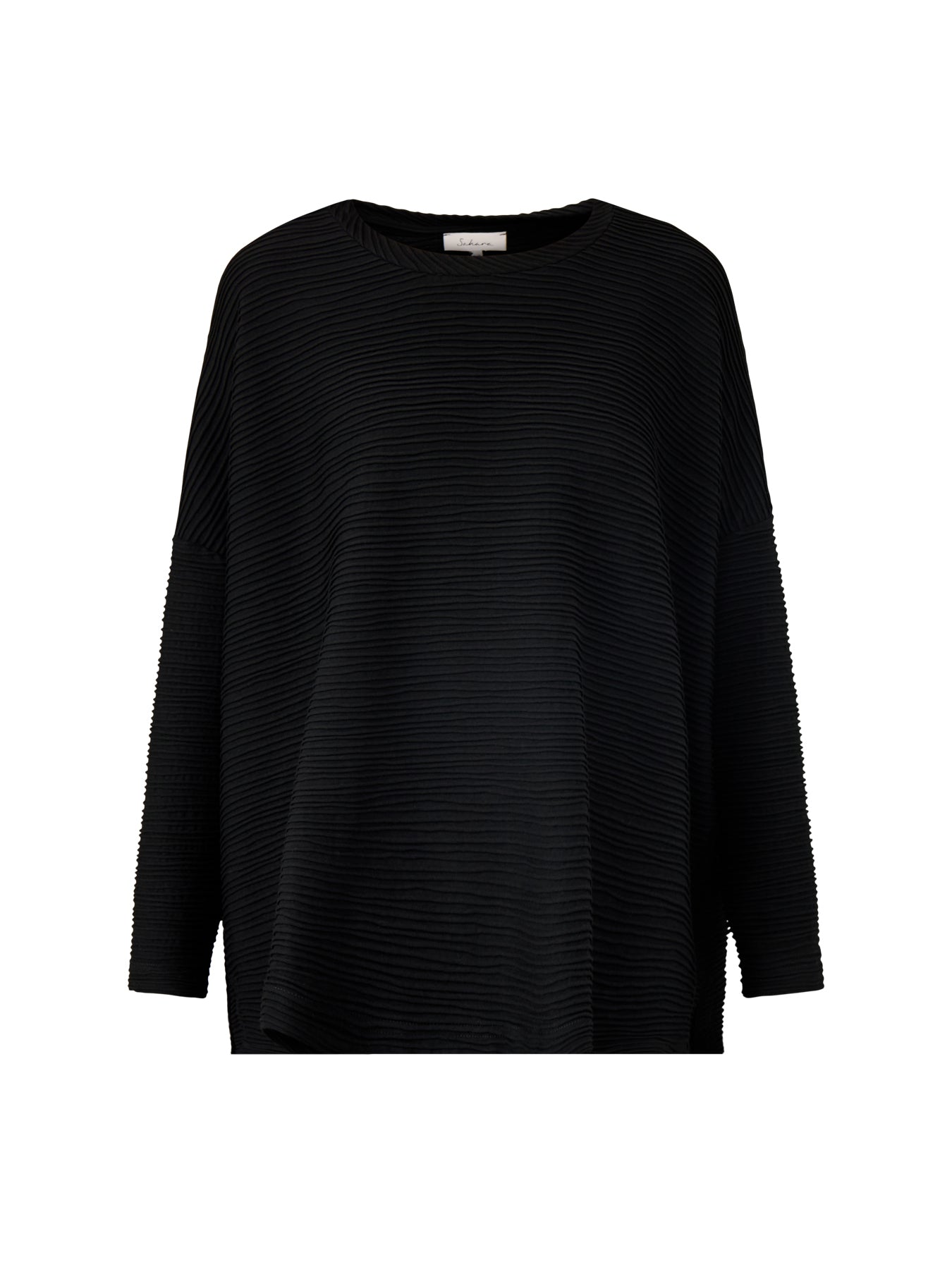 Textured Wave Viscose Jersey Top Black