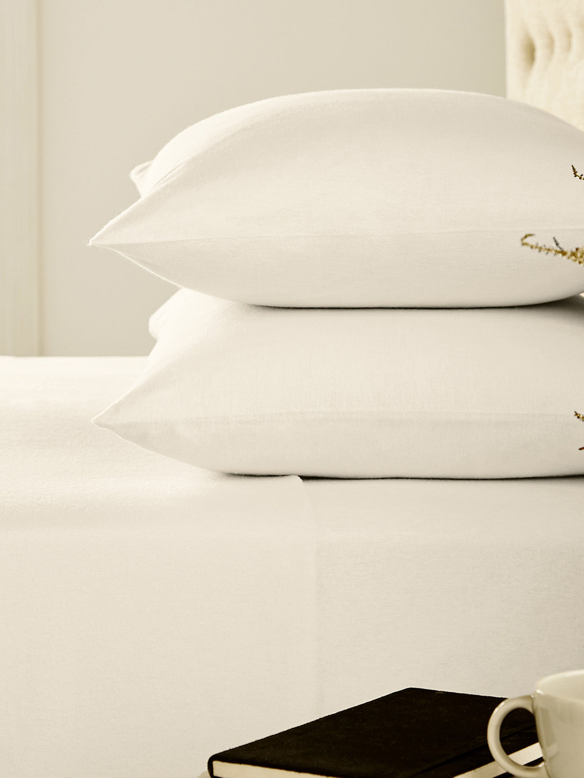 Ivory Brushed Cotton Fitted Sheet Single