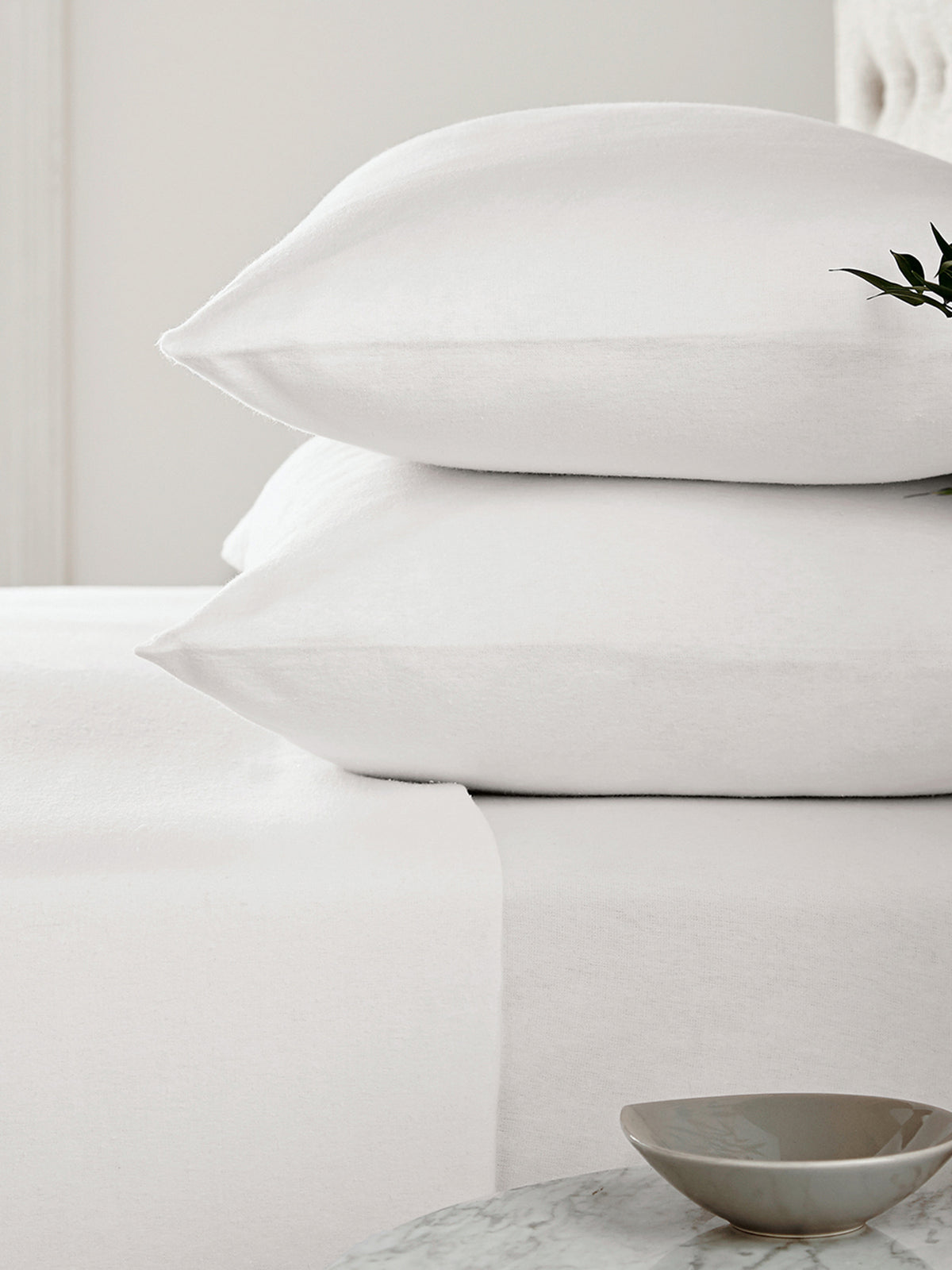 White Brushed Cotton Fitted Sheet Single