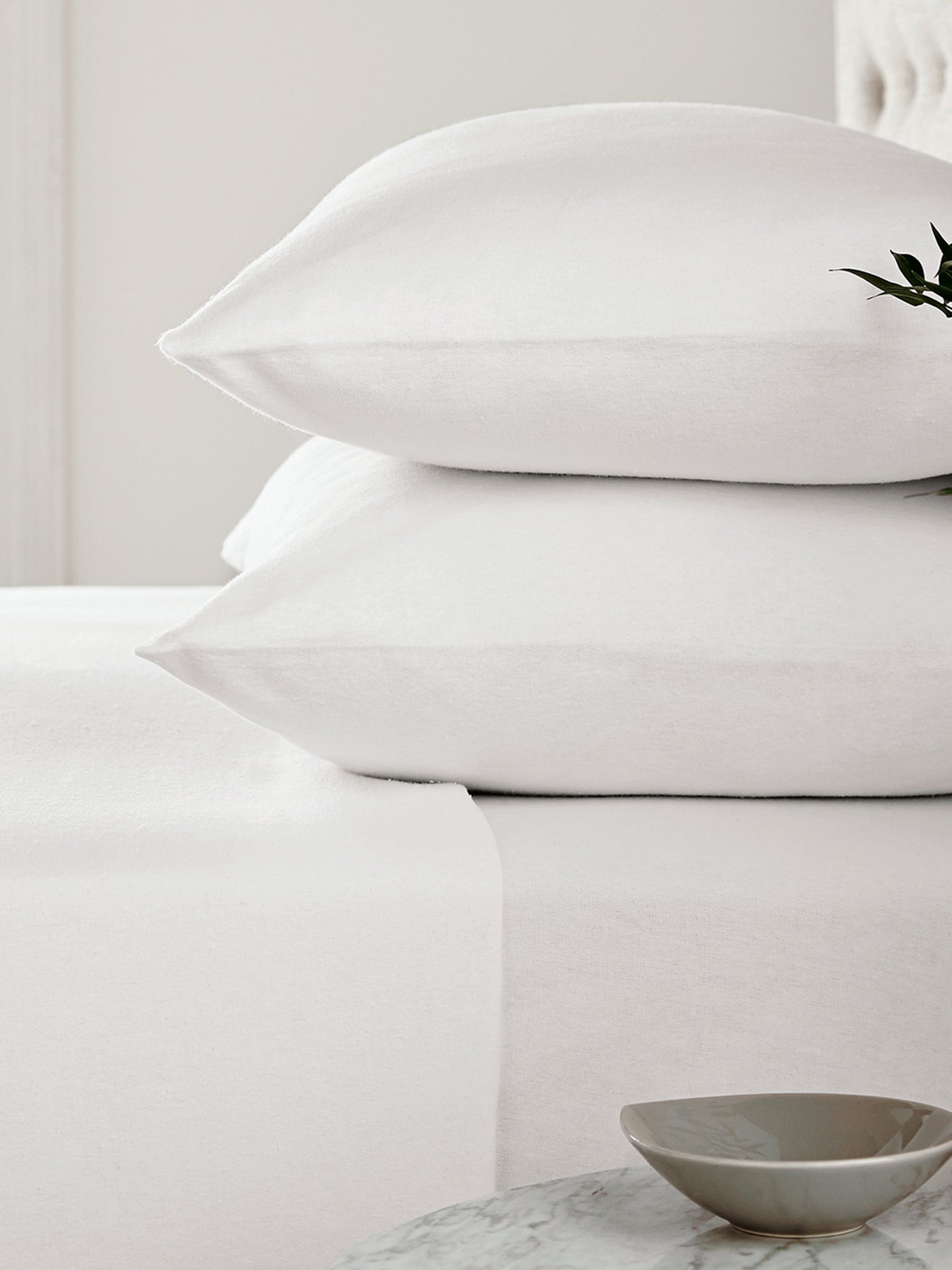 White Brushed Cotton Fitted Sheet Superking
