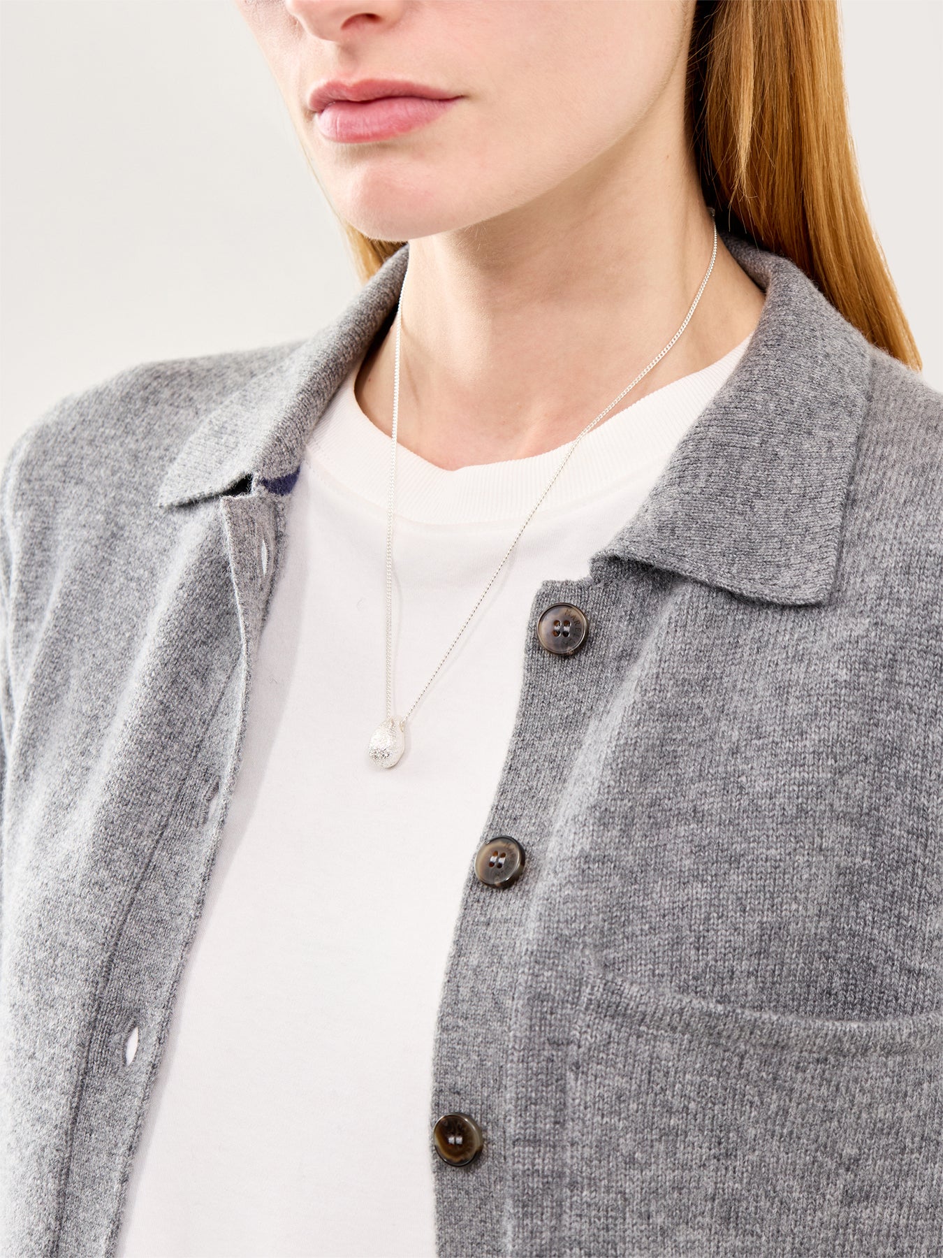 Dome Pendant Necklace Silver