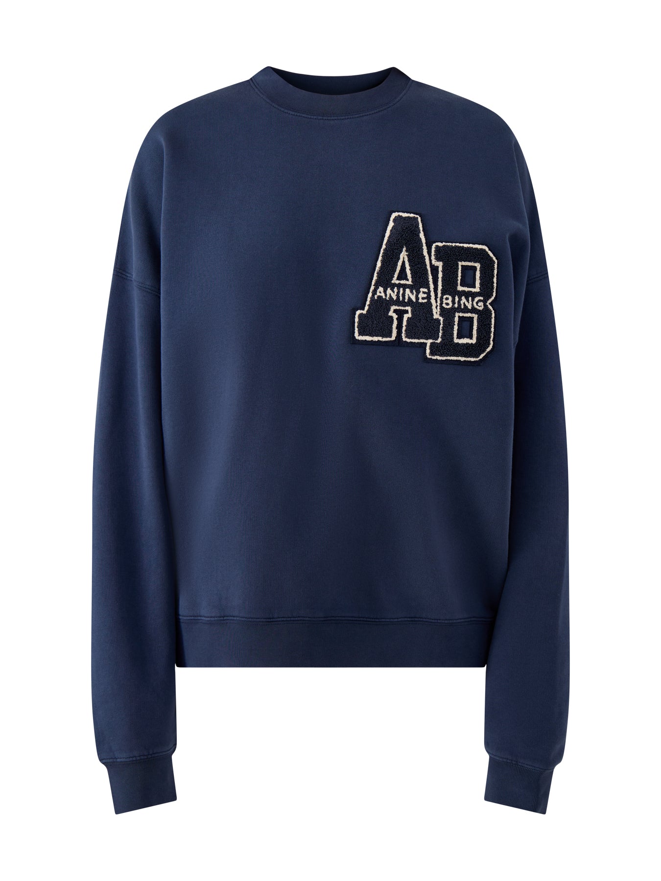 Miles Oversized Sweatshirt Letterman Cotton Dark Blue