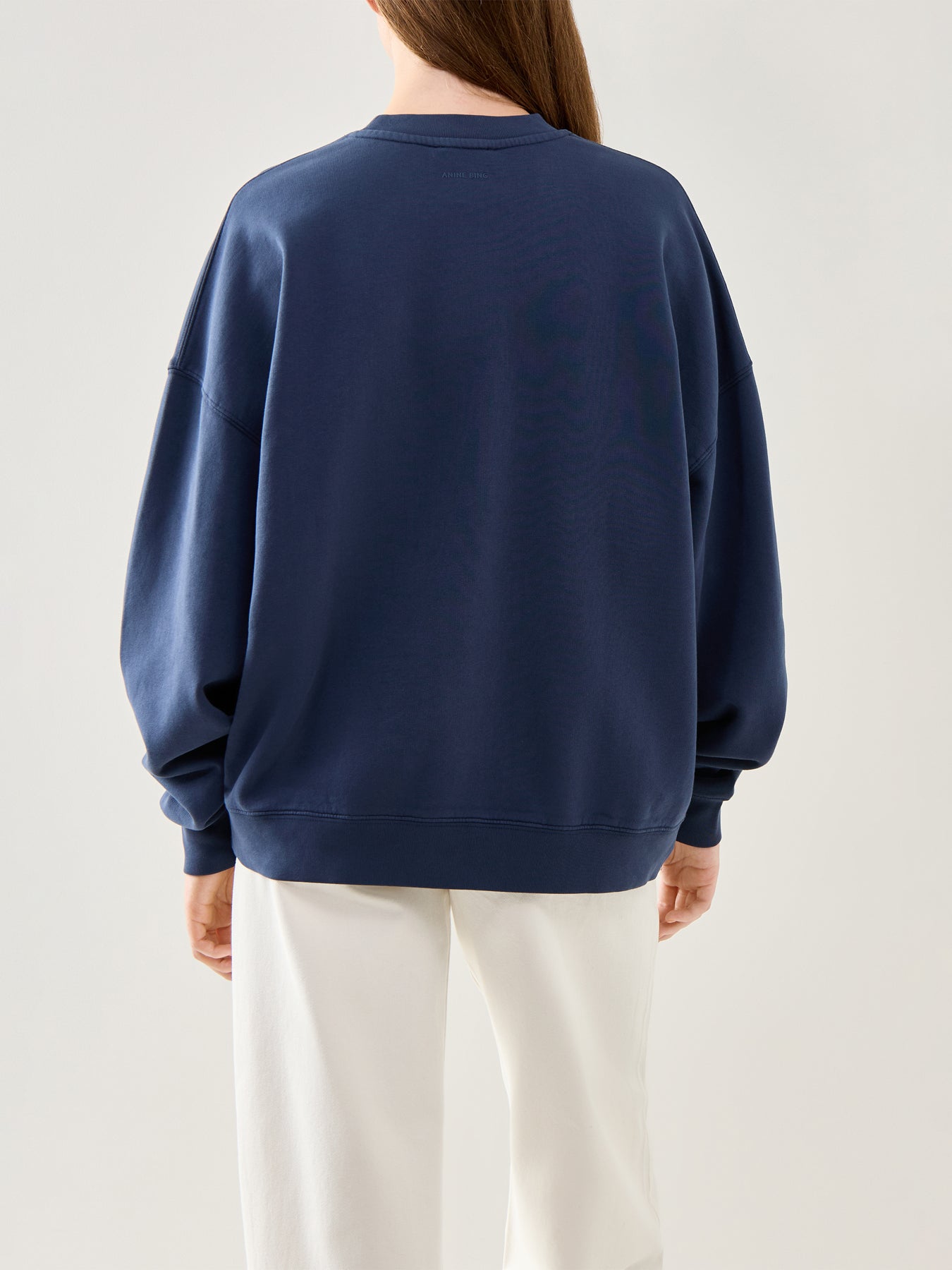 Miles Oversized Sweatshirt Letterman Cotton Dark Blue