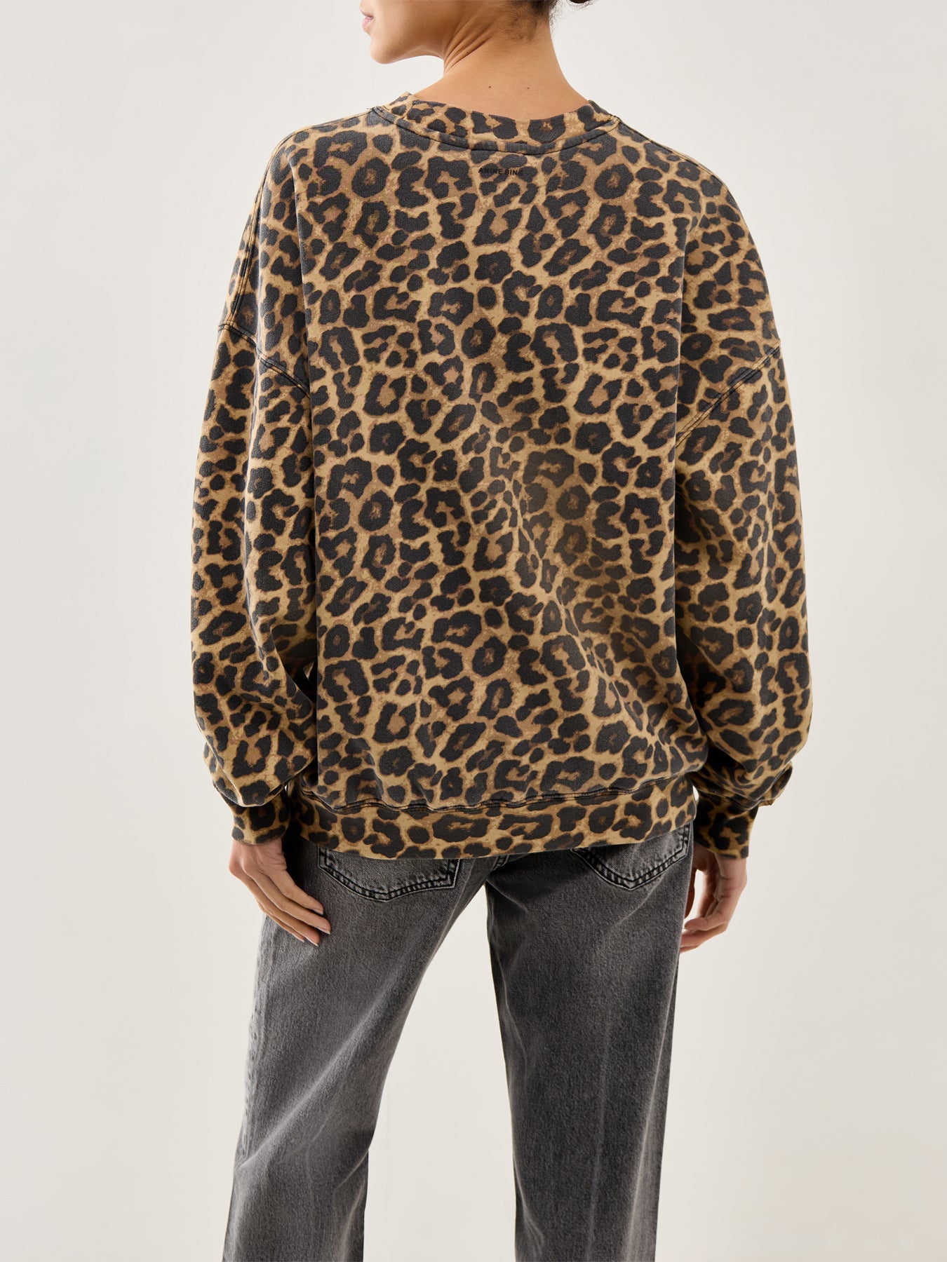 Miles Sweatshirt Black And Brown Leopard