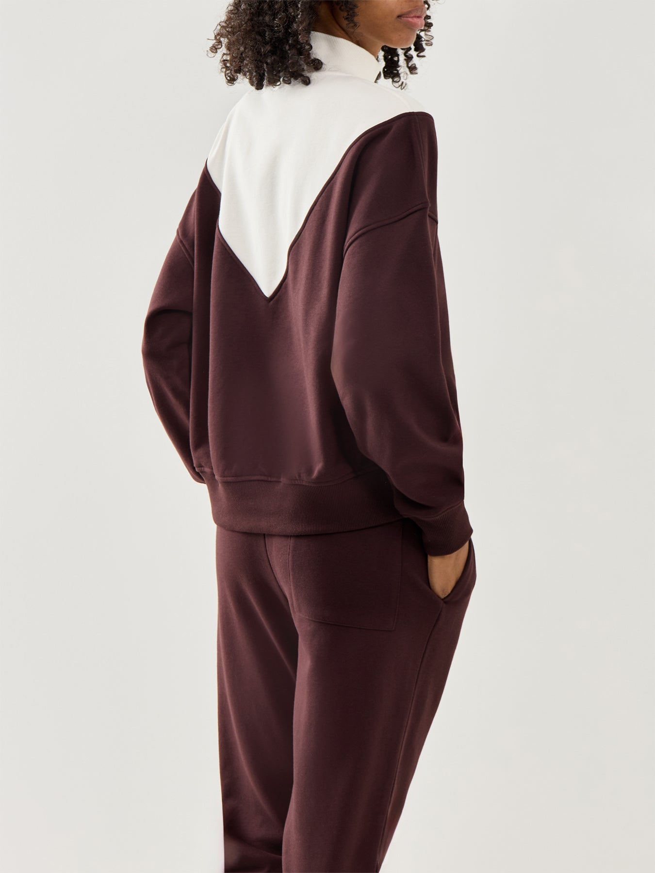 Revive Crop Half Zip Sweatshirt Sablebrown Lilywhite