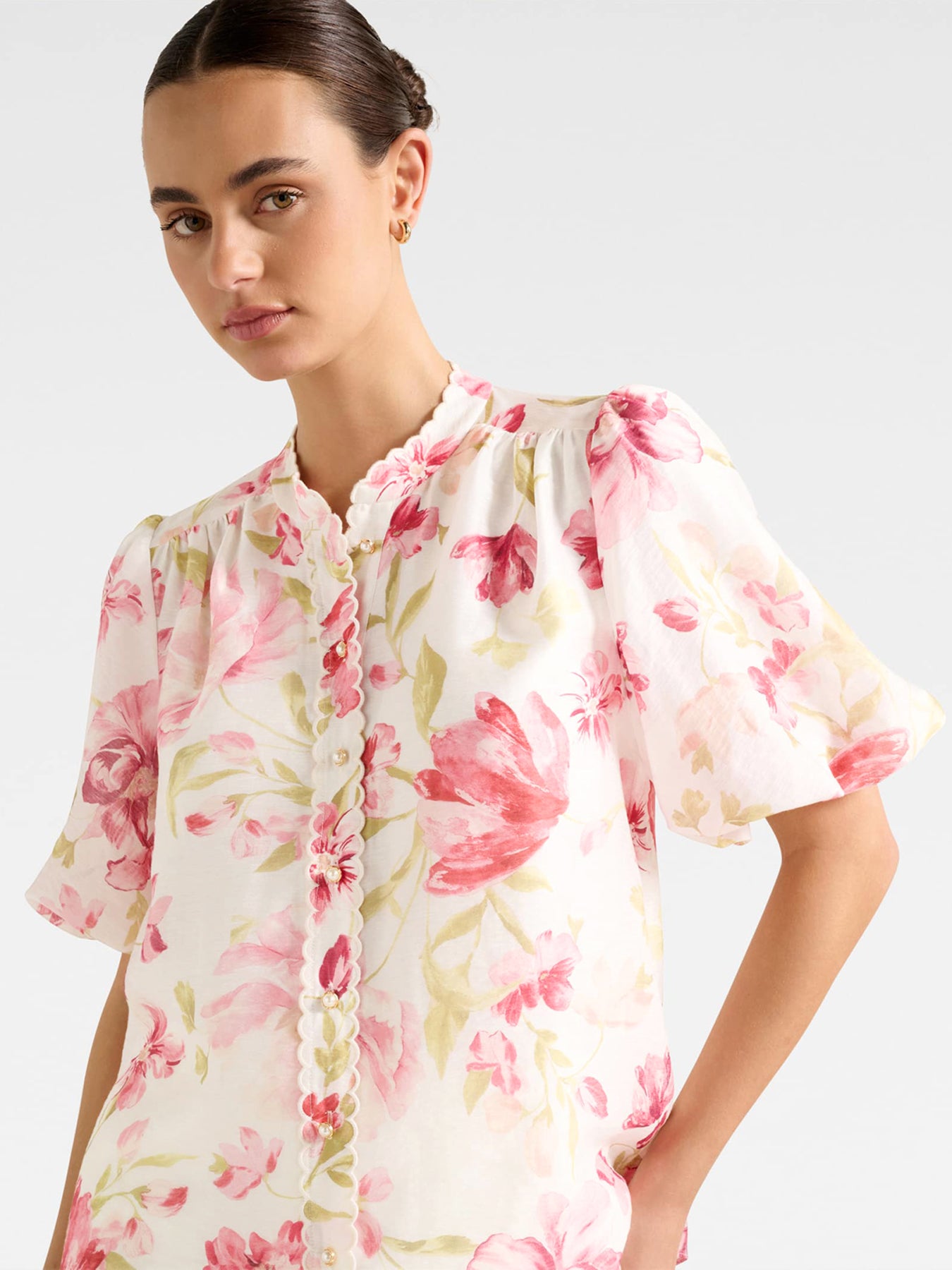 Becca Scalloped Neck Blouse