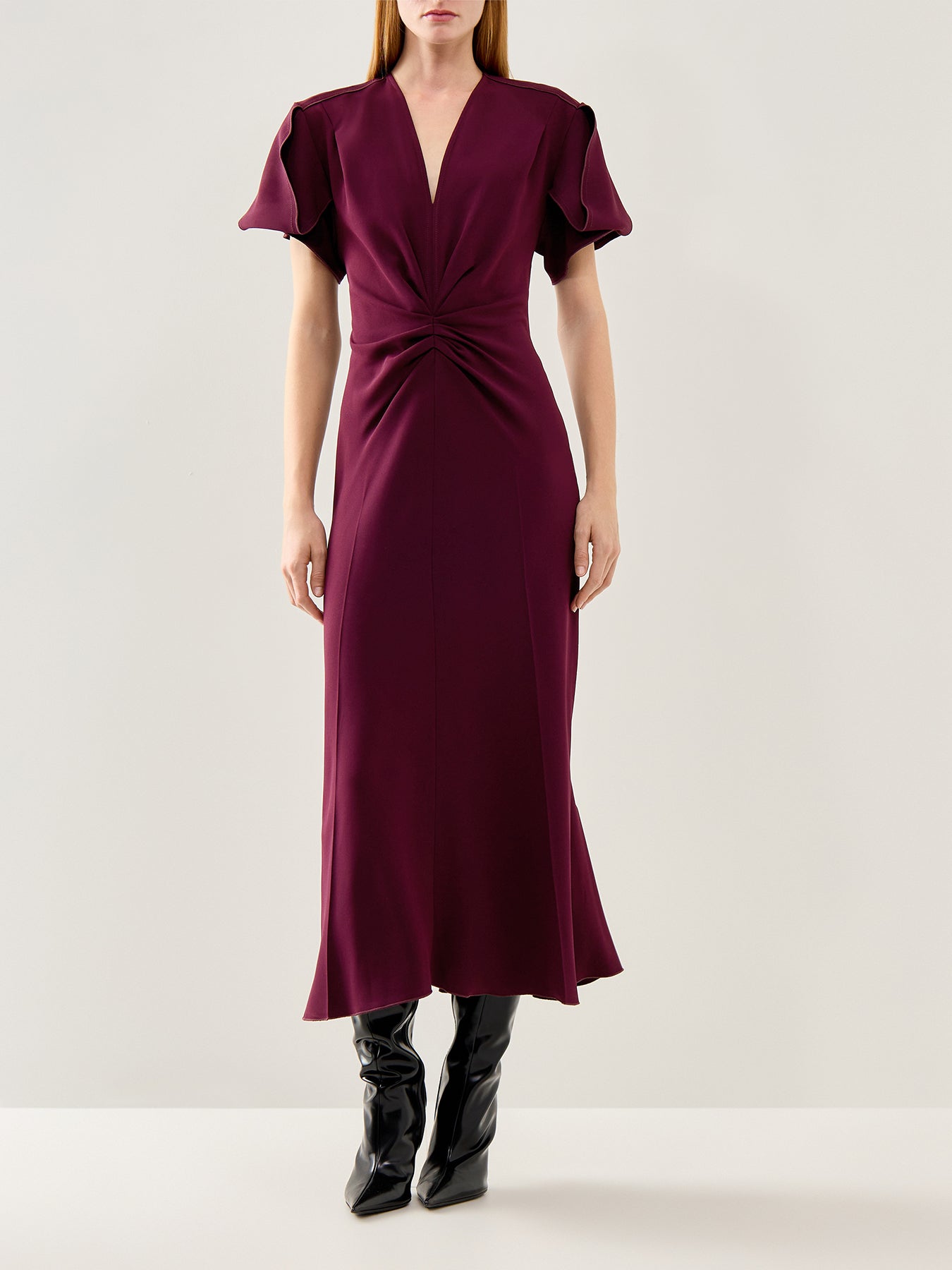 V-Neck Bella Midi Dress Merlot