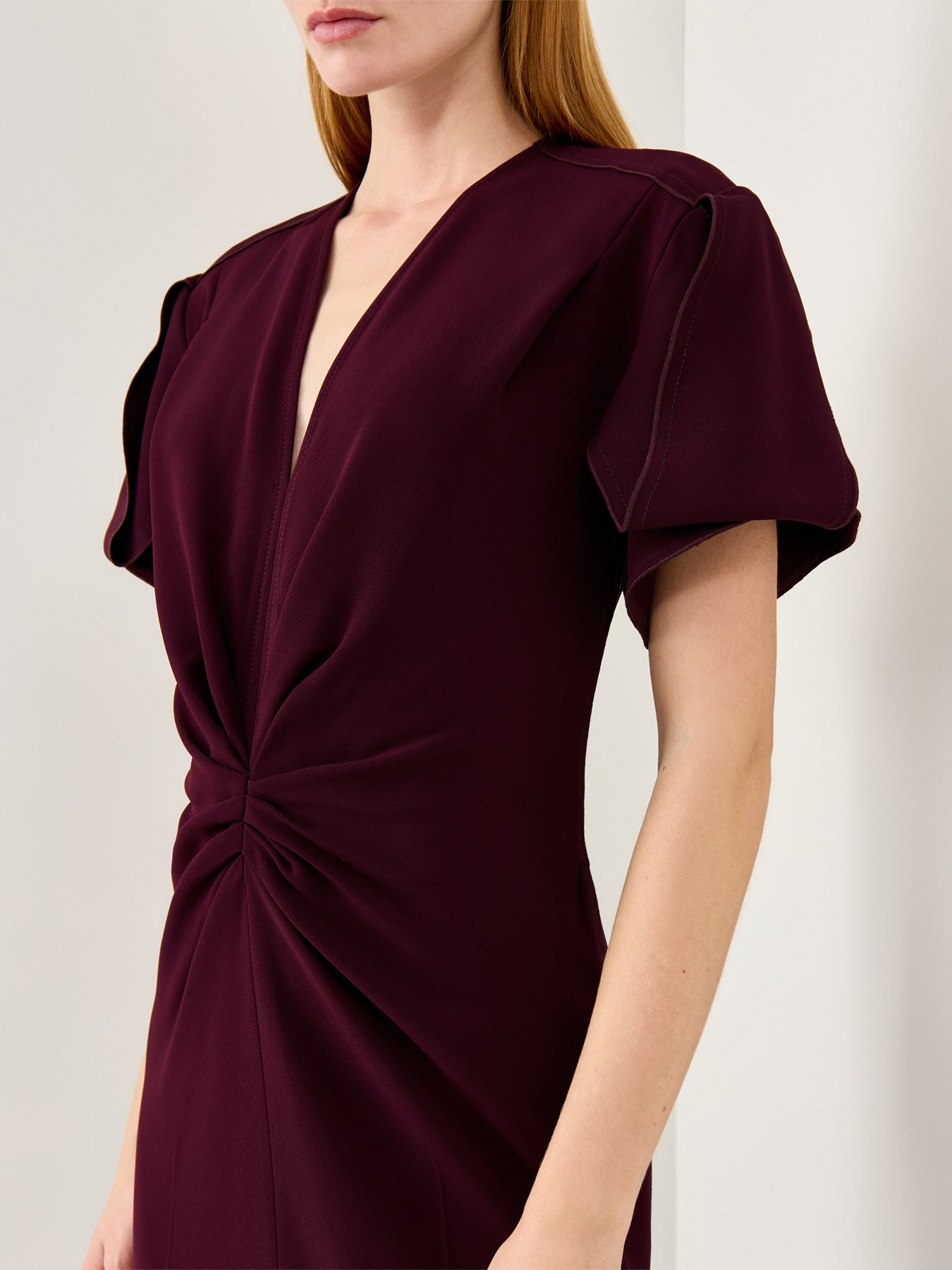 V-Neck Bella Midi Dress Merlot