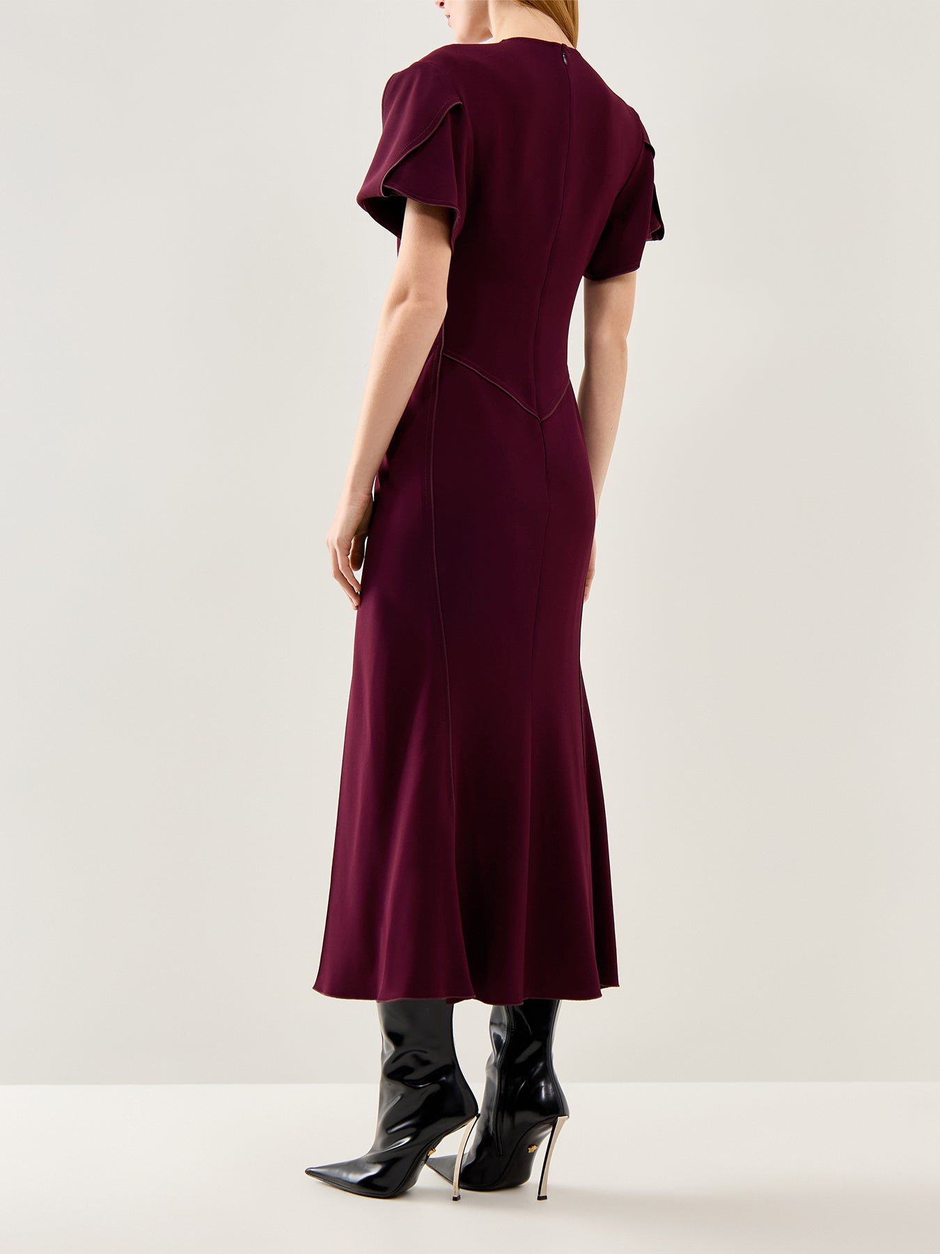 V-Neck Bella Midi Dress Merlot