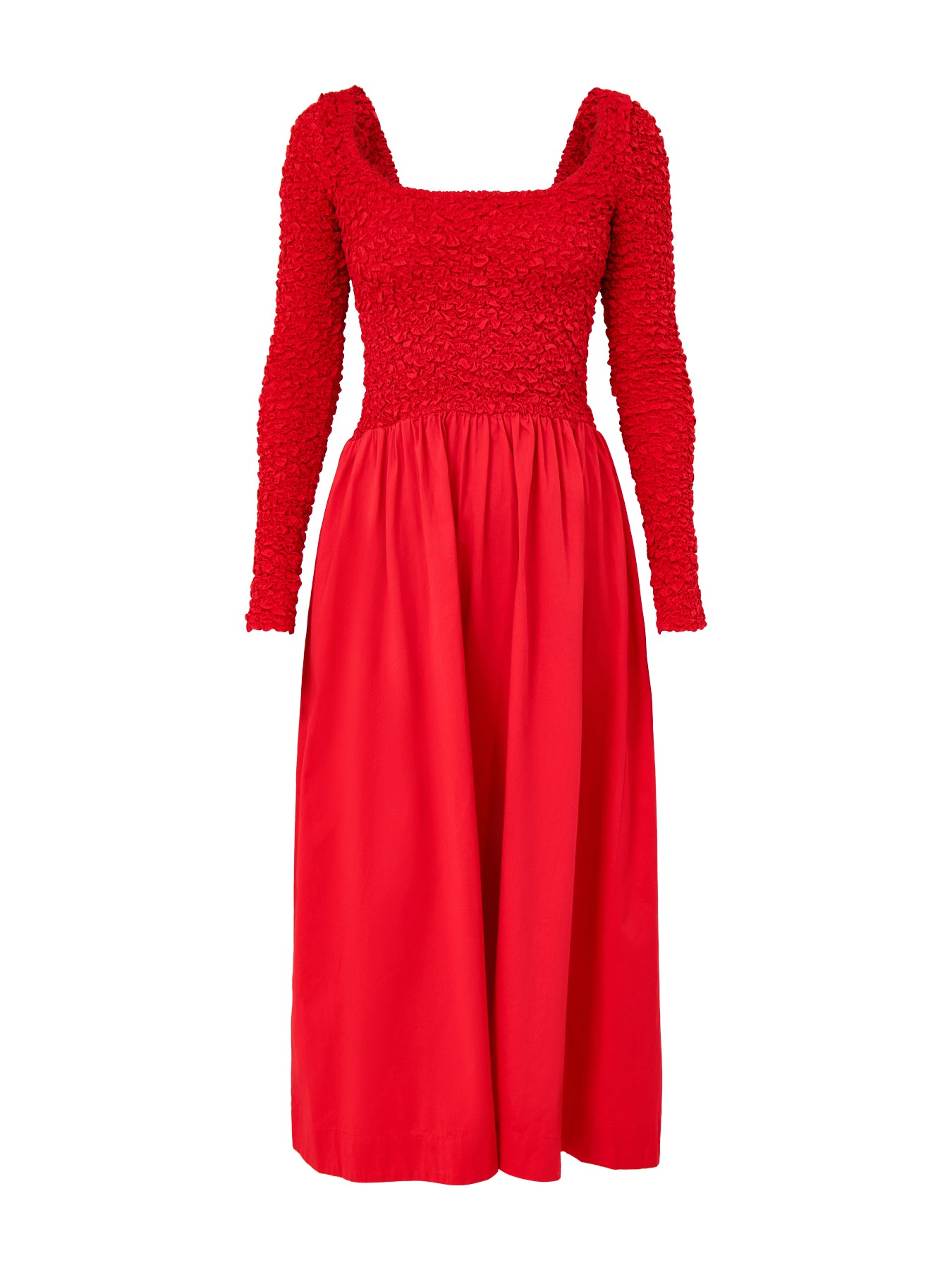 Malinda Super Smocked Midi Dress Red