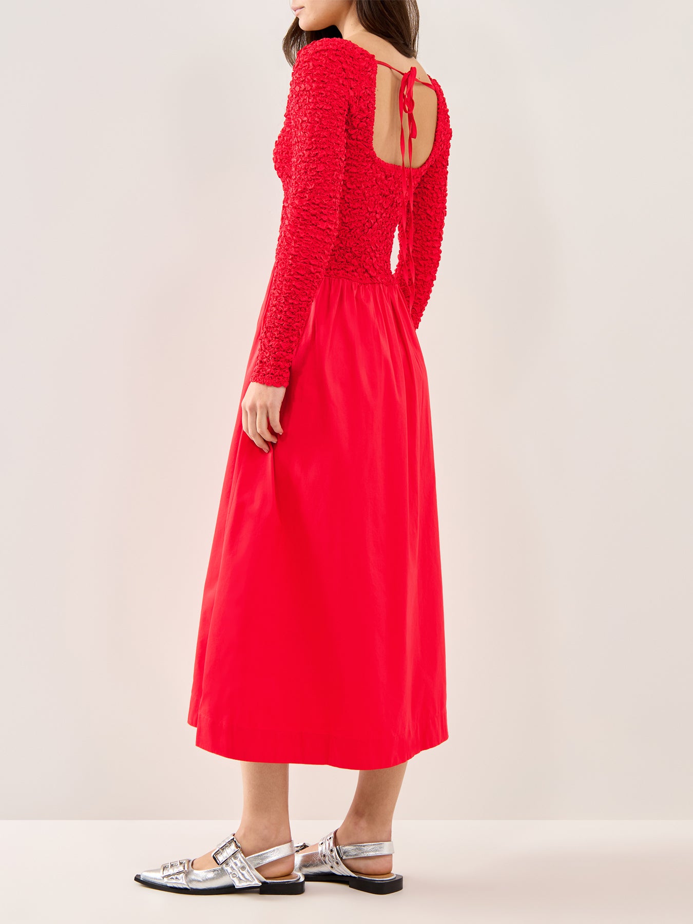Malinda Super Smocked Midi Dress Red