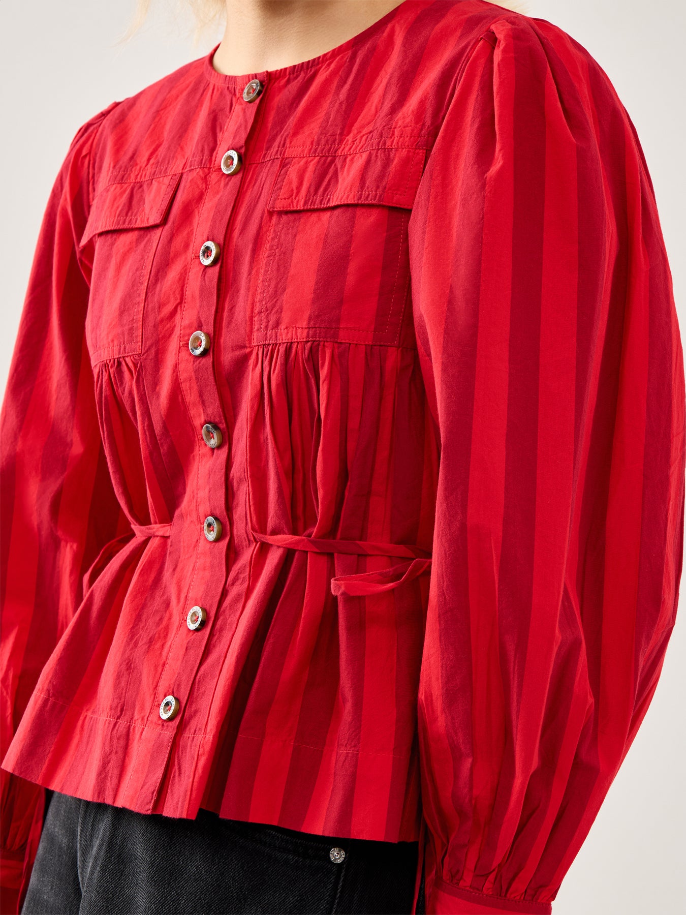 Charlize Blouse Red Burg Stripe