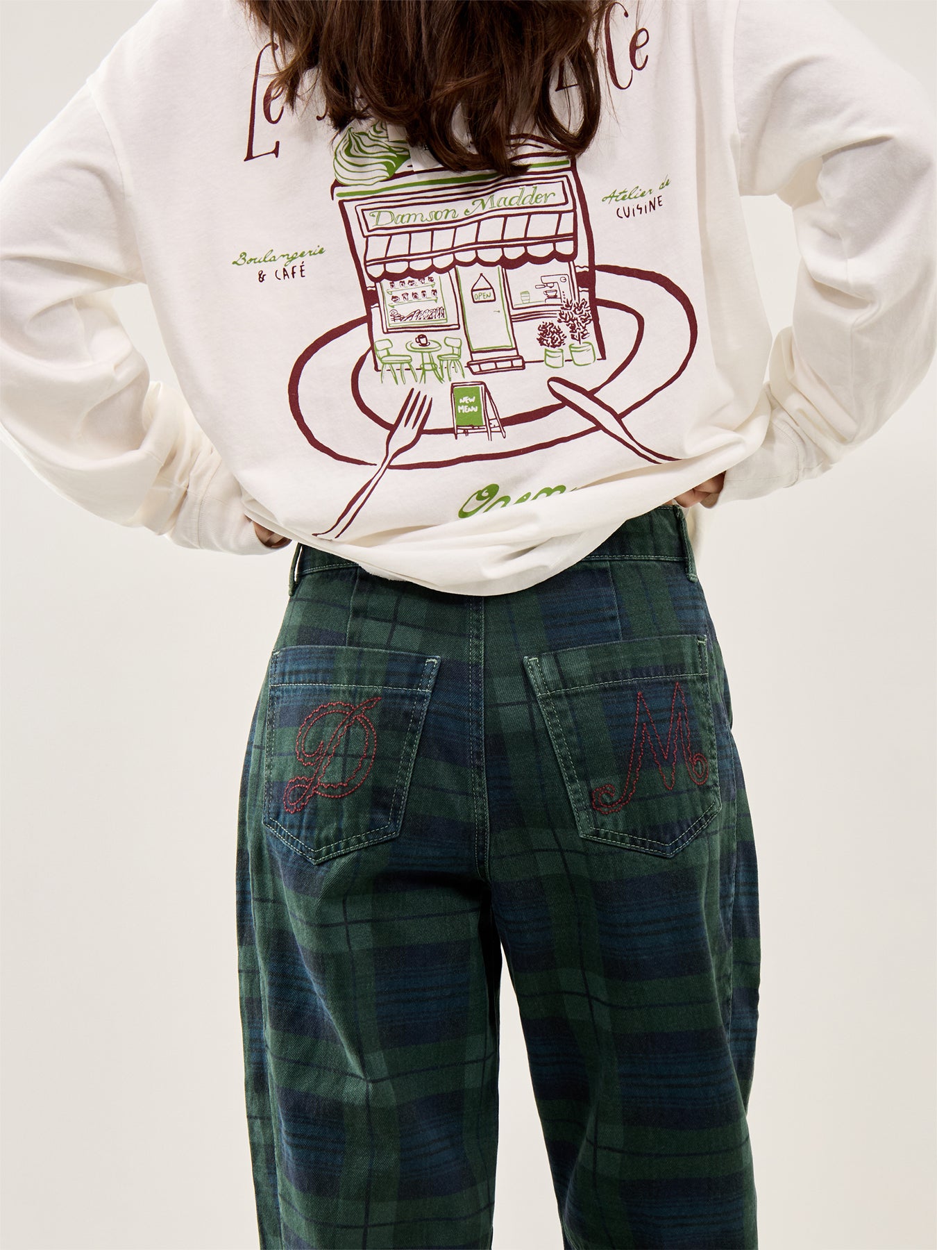 Neve Overdyed Check Jeans Navy