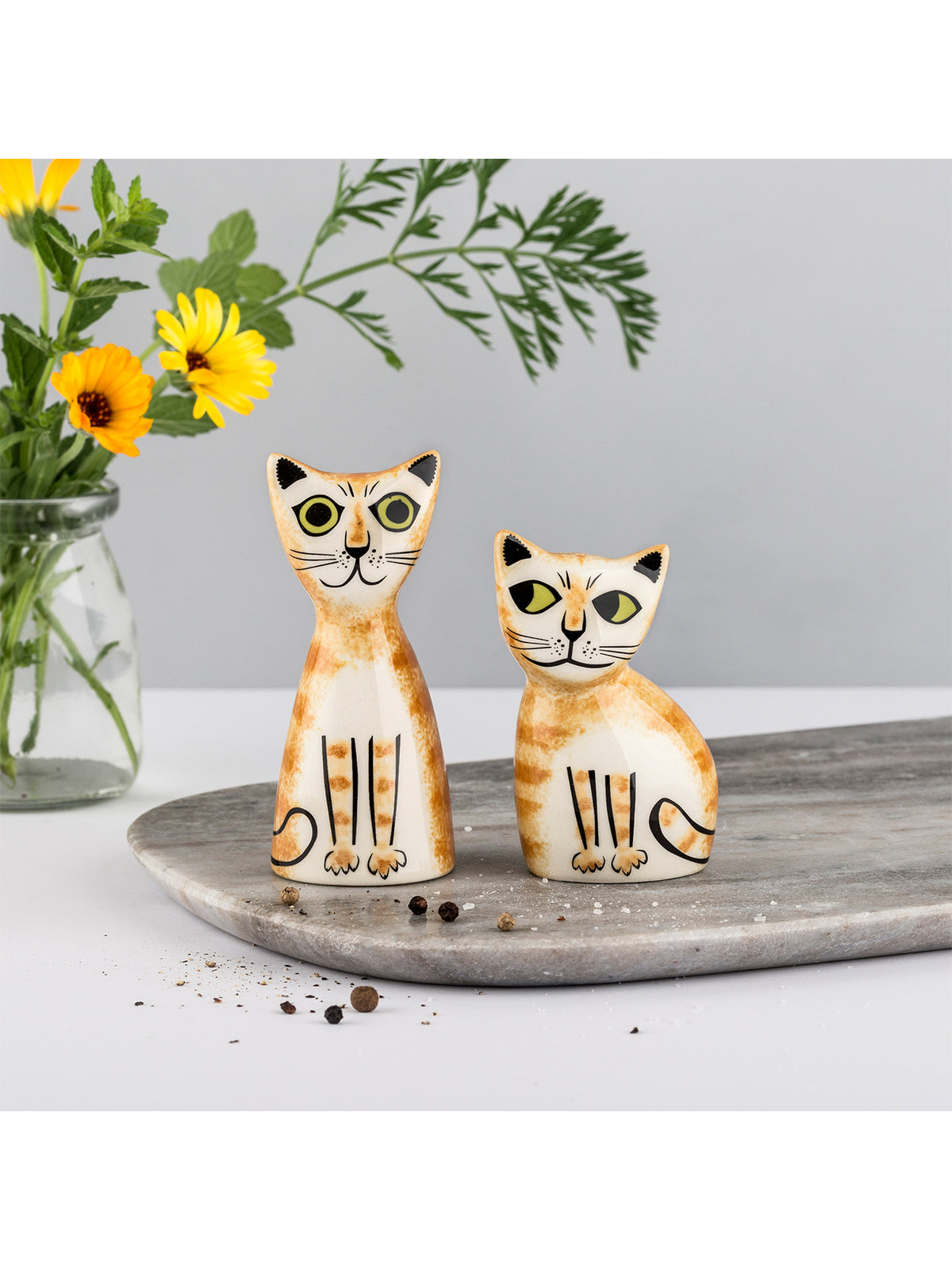 Cat Salt and Pepper Shakers Ginger