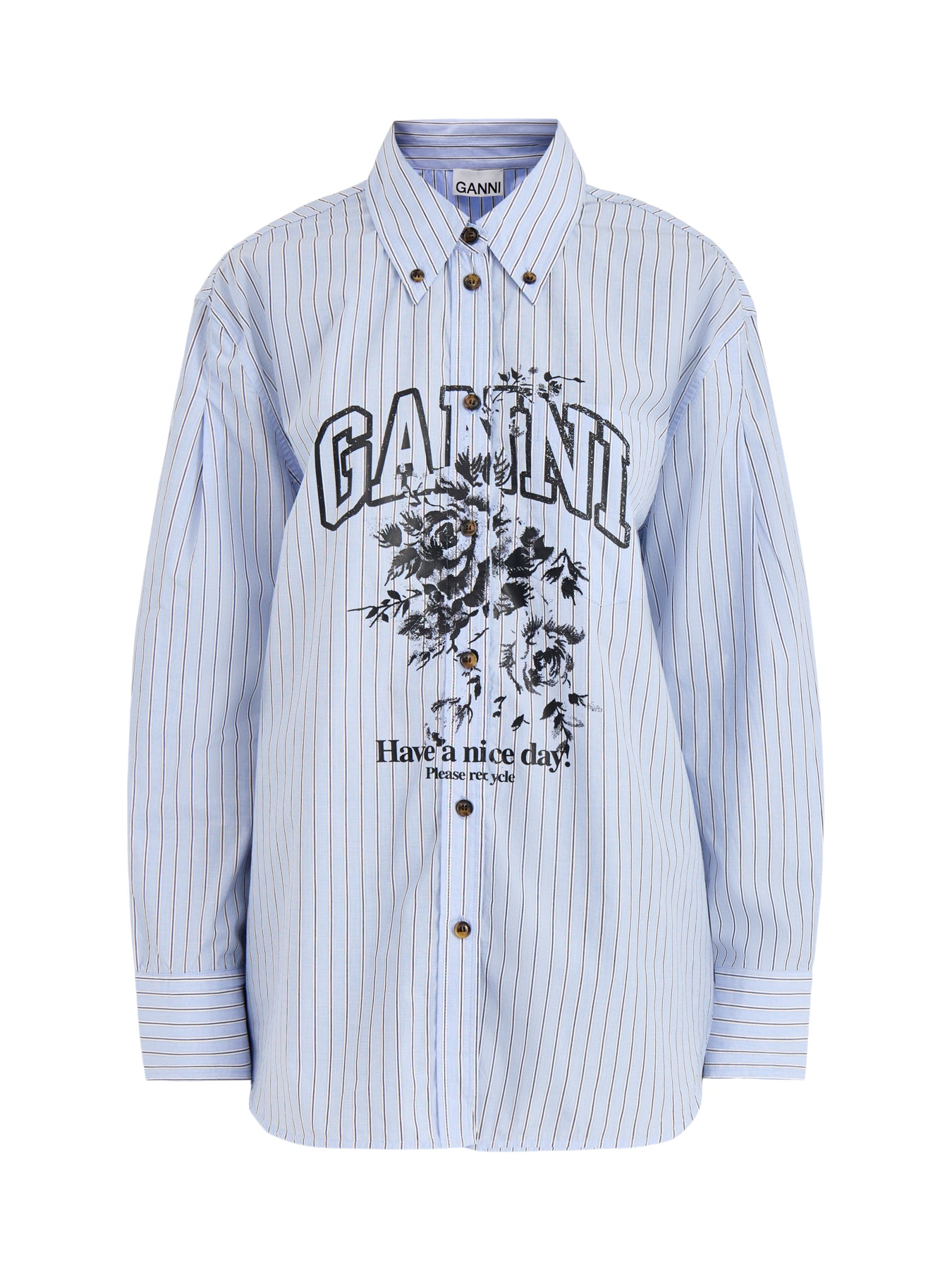 Stripe Oversized Cotton Shirt Purple