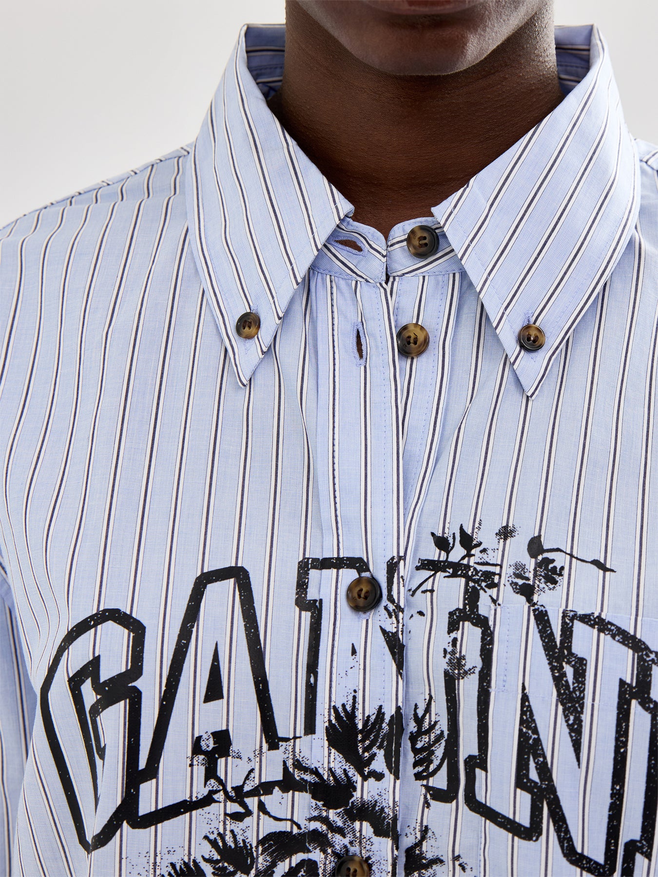 Stripe Oversized Cotton Shirt Purple